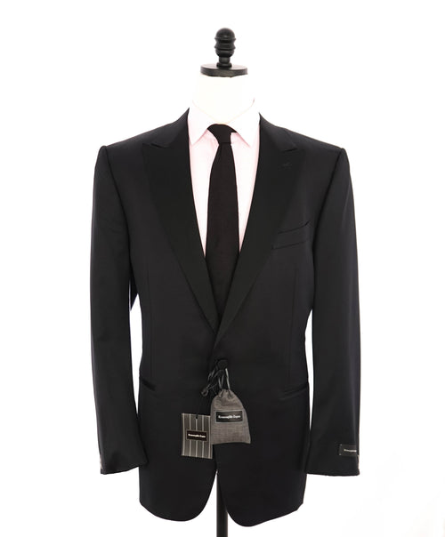 $3,995 ERMENEGILDO ZEGNA - PEAK LAPEL Black Wool Tuxedo- 48L