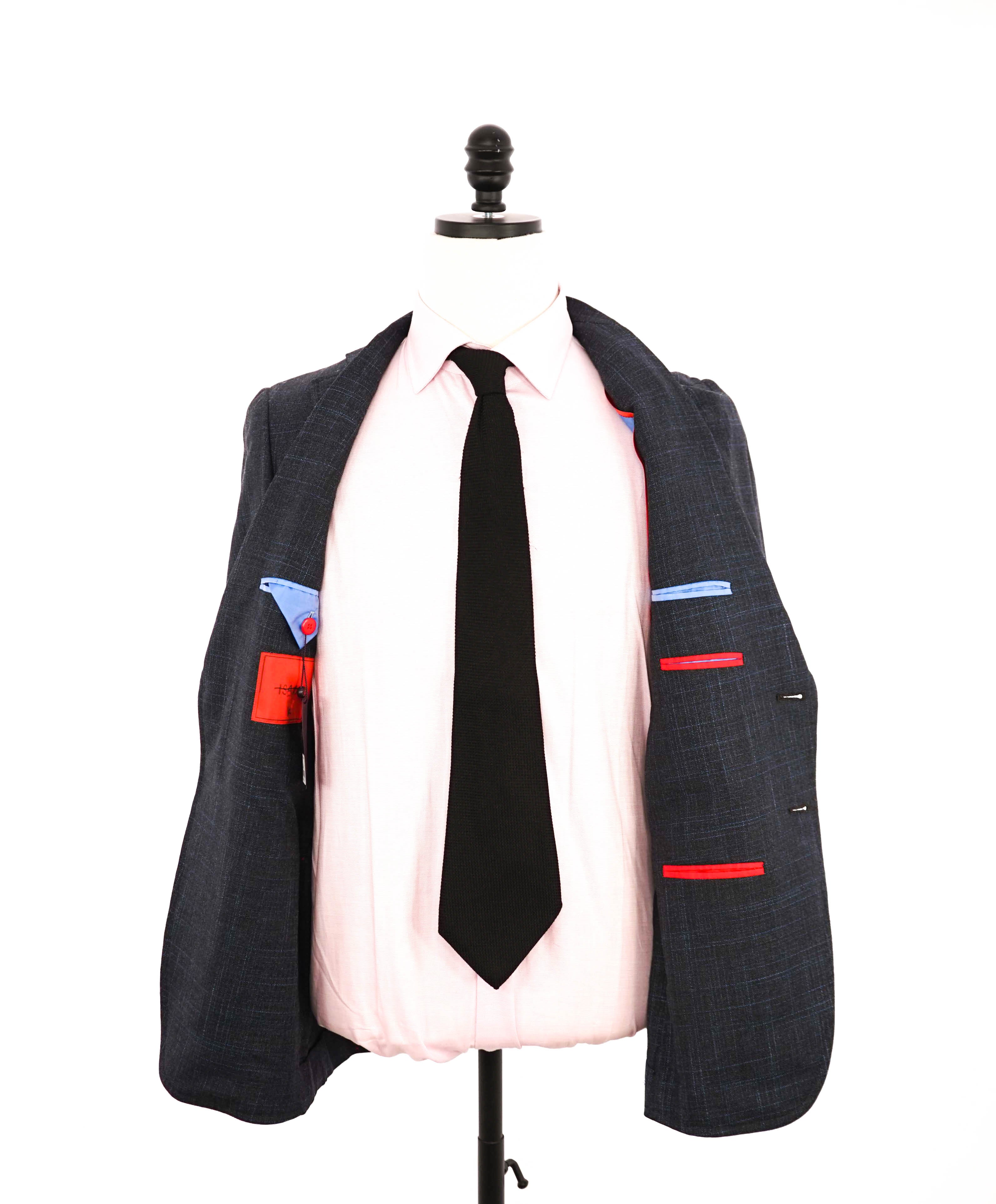 $4,695 ISAIA - WOOL / SILK/ Blue Fleck Check "CAPRI" Blazer - 36R