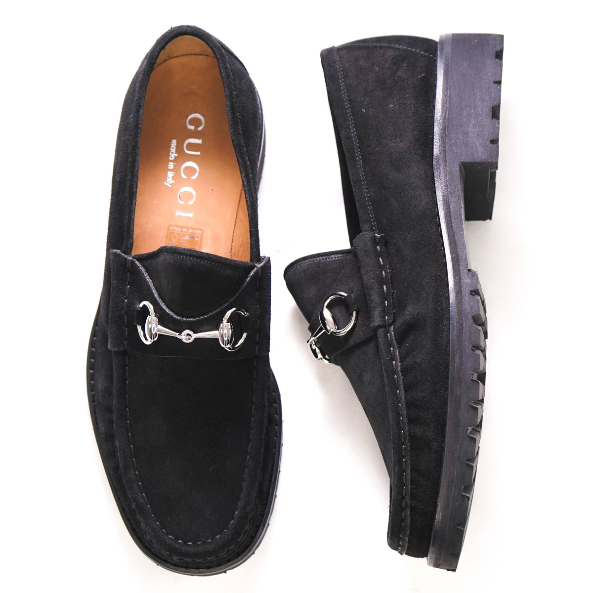 GUCCI - Horse-bit Loafers Black Suede Iconic Style