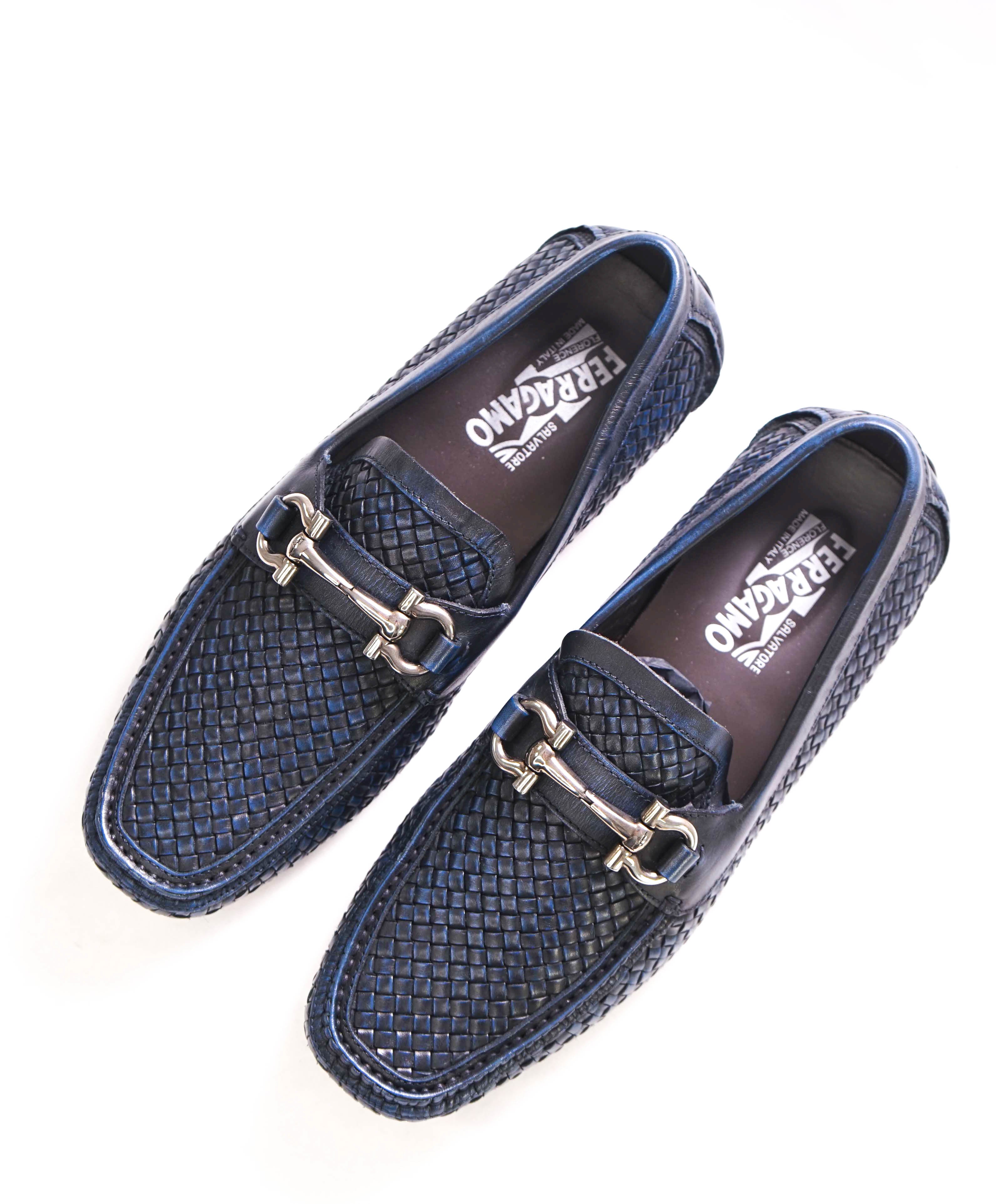 $850 SALVATORE FERRAGAMO - Parigi Blue Woven Gancini Bit Loafer - 7.5 EE US