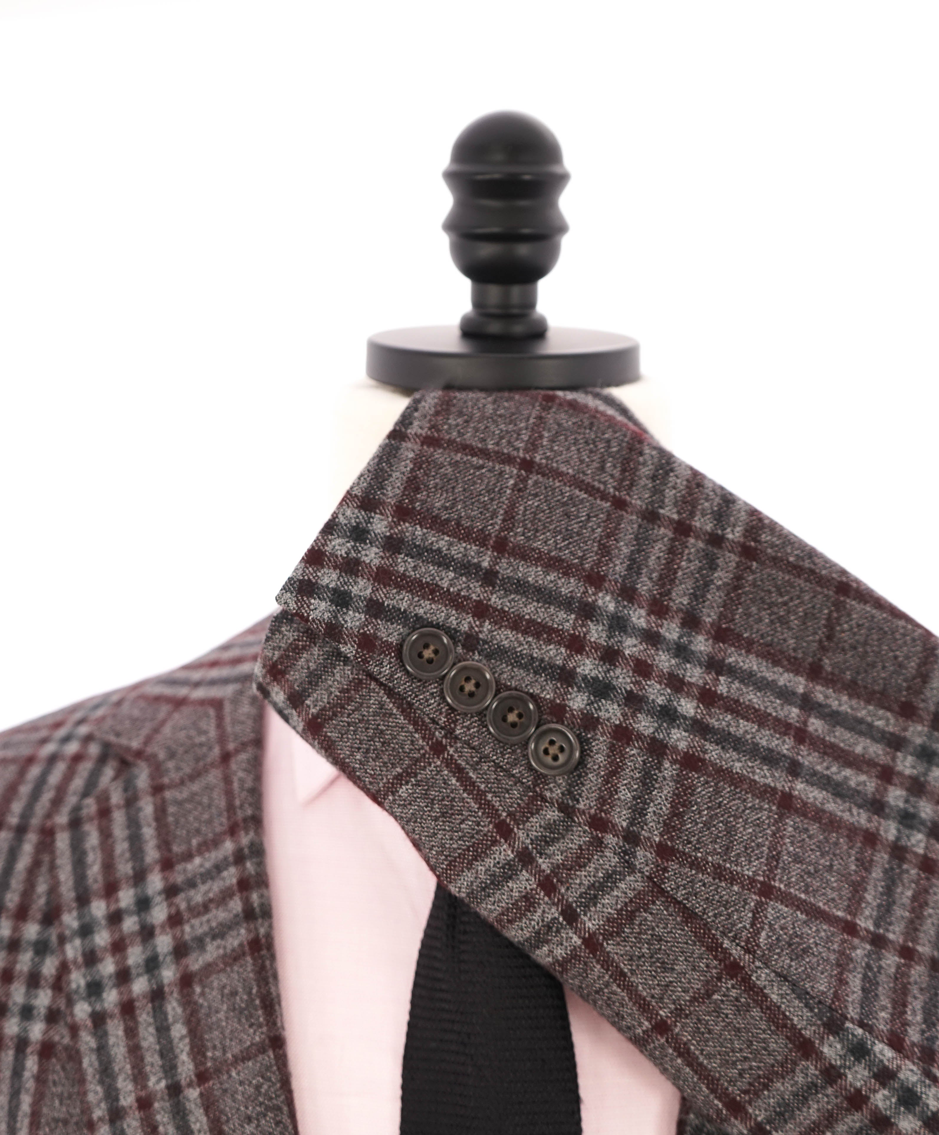 $3,290 ERMENEGILDO ZEGNA- Burgundy Gray Blue Check Plaid Blazer- 48R