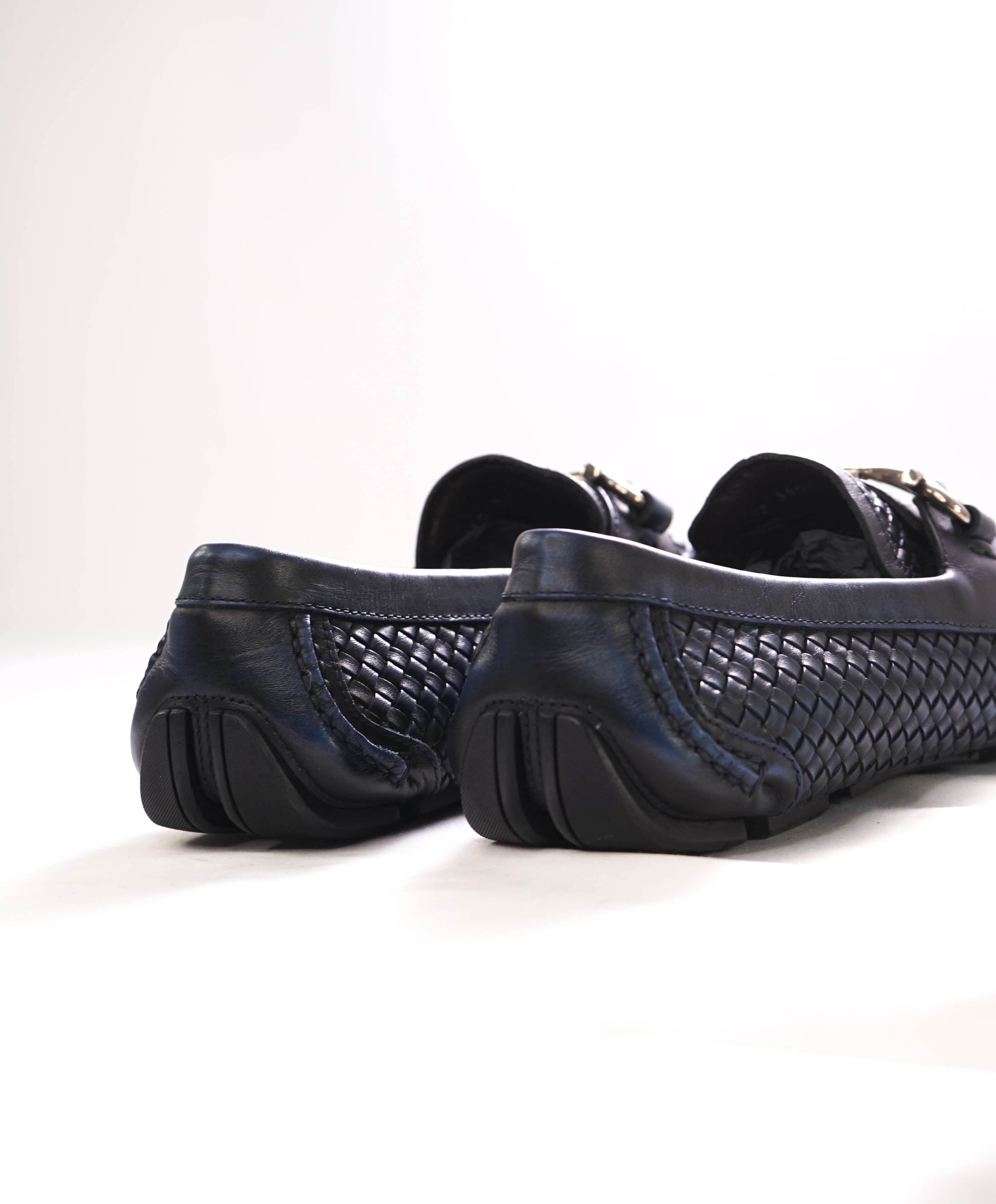 $850 SALVATORE FERRAGAMO - Parigi Blue Woven Gancini Bit Loafer - 7.5 EE US