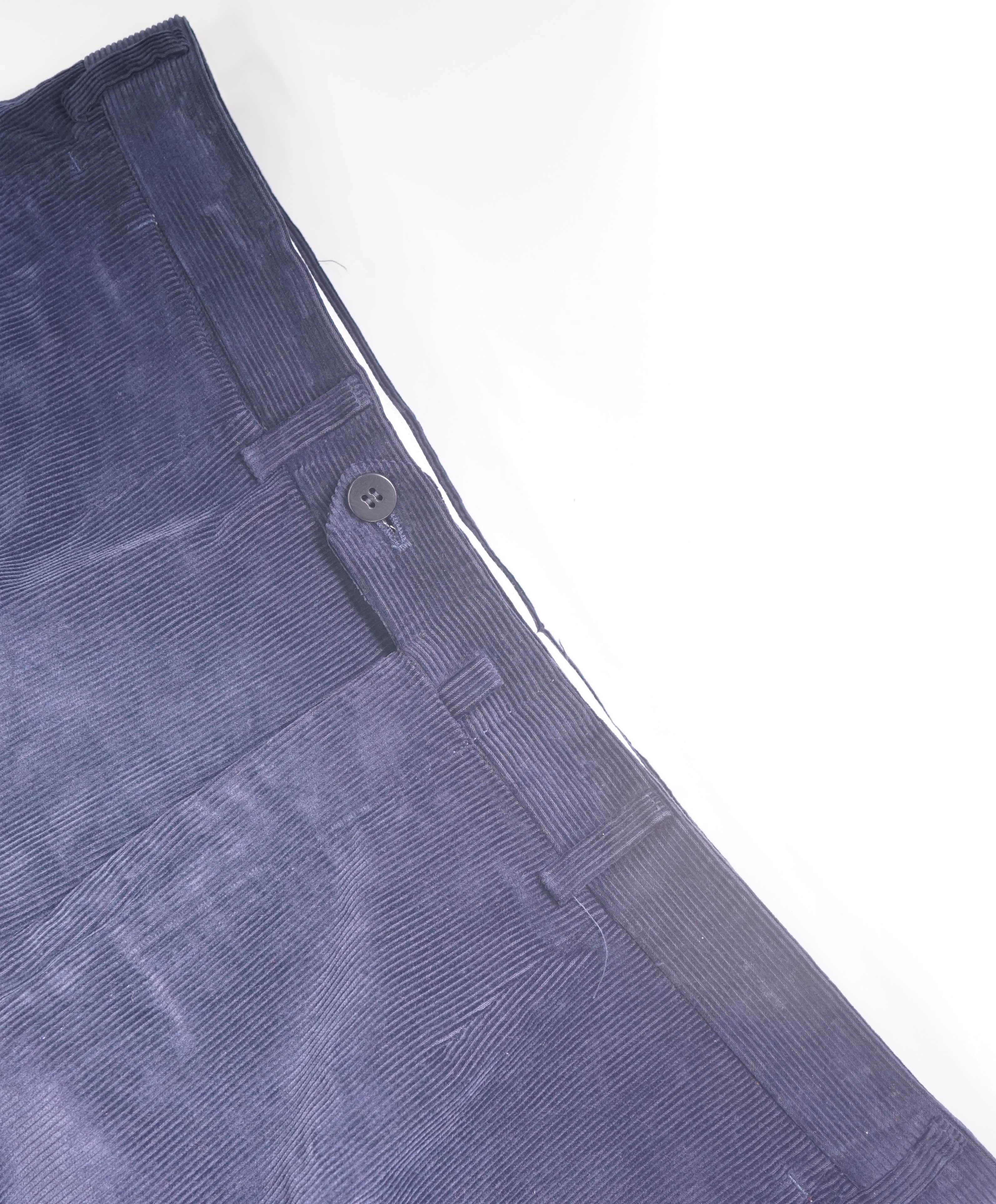 $850 ISAIA - Navy Corduroy Flat Front Cotton Dress Pants - 35W (52EU)