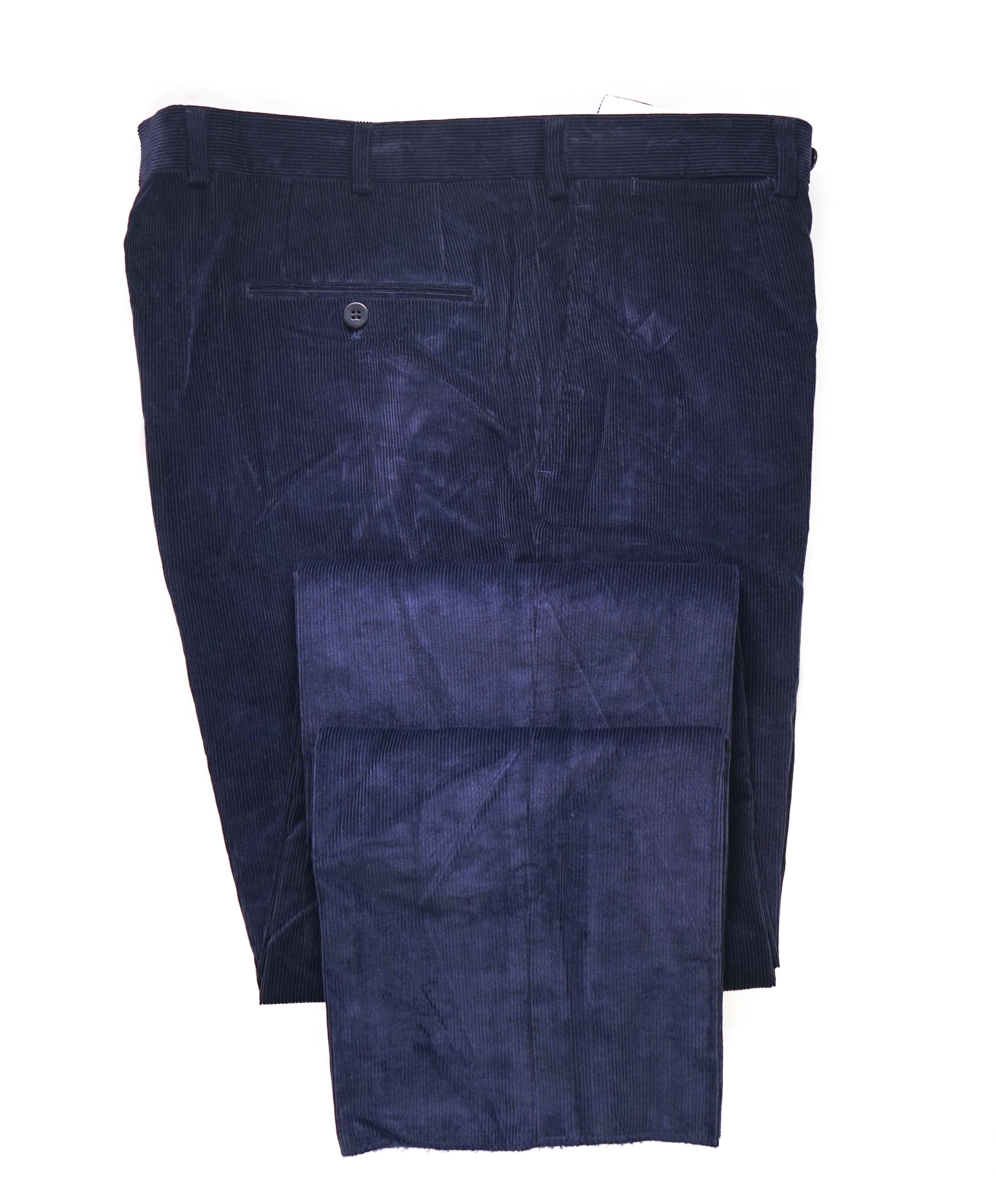 $850 ISAIA - Navy Corduroy Flat Front Cotton Dress Pants - 35W (52EU)