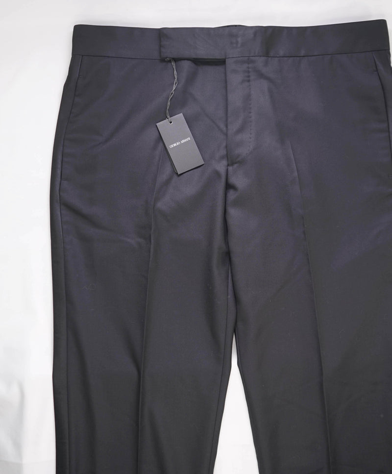 $1,295 GIORGIO ARMANI - Blue Abstract Check Flat Front Tux Dinner Pants - 40W (56EU)