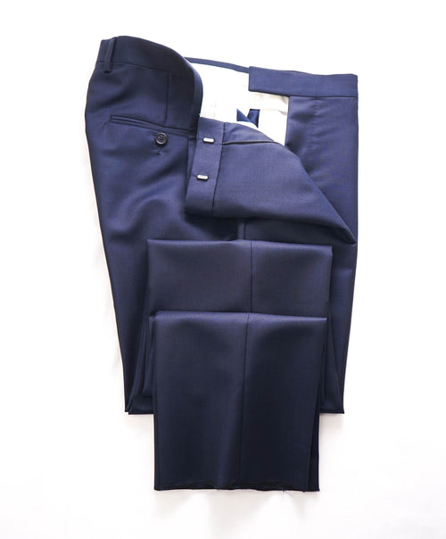 Z ZEGNA - *WOOL & MOHAIR* Sharkskin Blue Flat Front Dress Pants - 35W