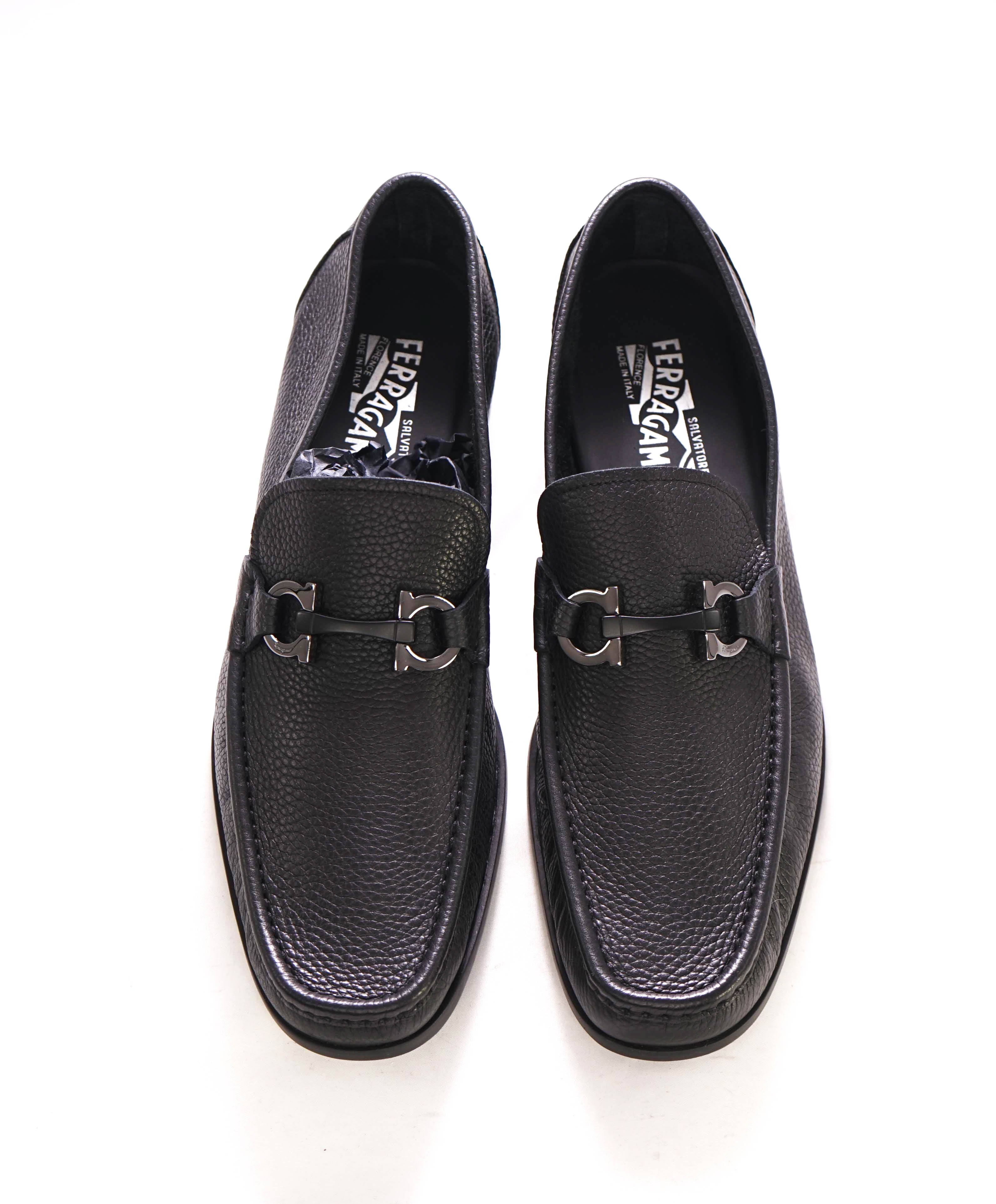 $850 SALVATORE FERRAGAMO - “GRANDIOSO" Gancini Bit Loafer Black Leather - 12 EE