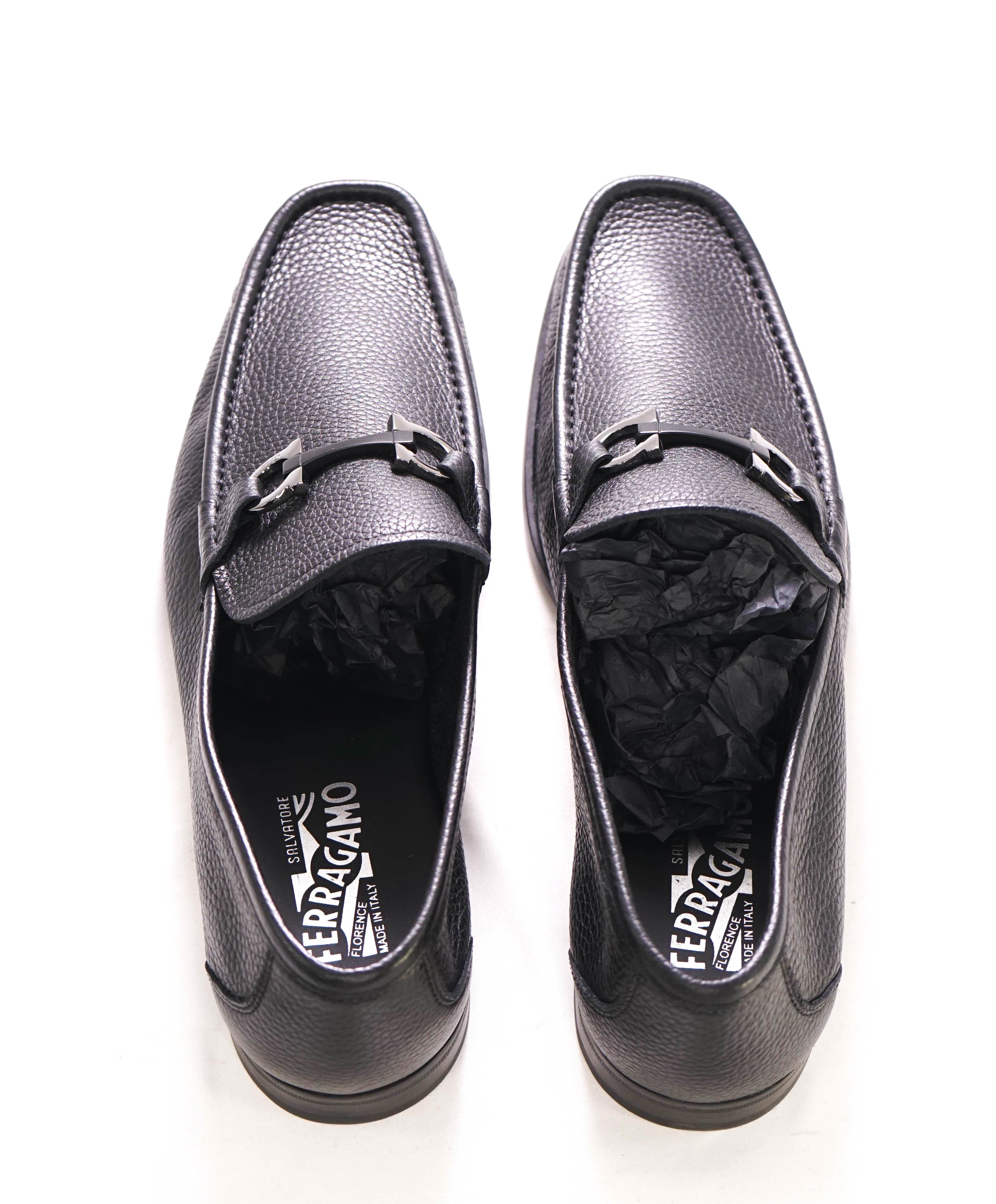 $850 SALVATORE FERRAGAMO - “GRANDIOSO" Gancini Bit Loafer Black Leather - 12 EE