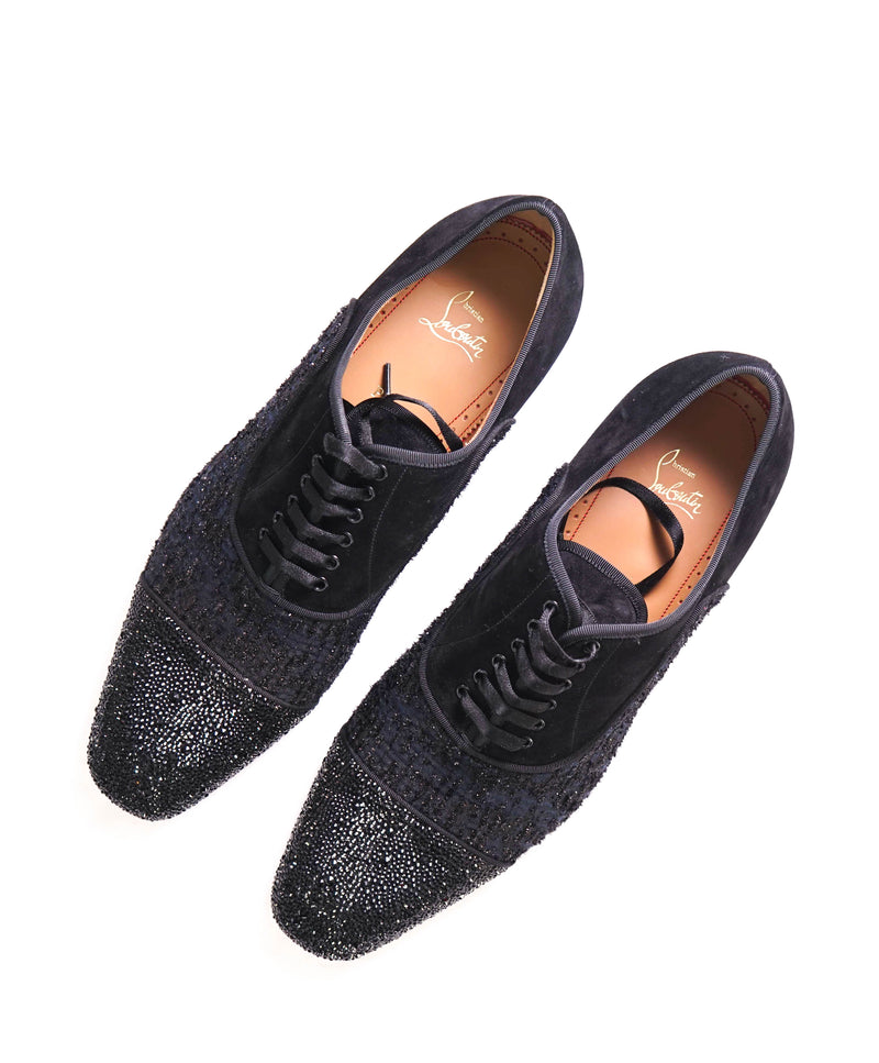 $1,250 CHRISTIAN LOUBOUTIN - *GREGGO ORLATO* Black Shimmer Oxfords - 13.5 US (46.5)