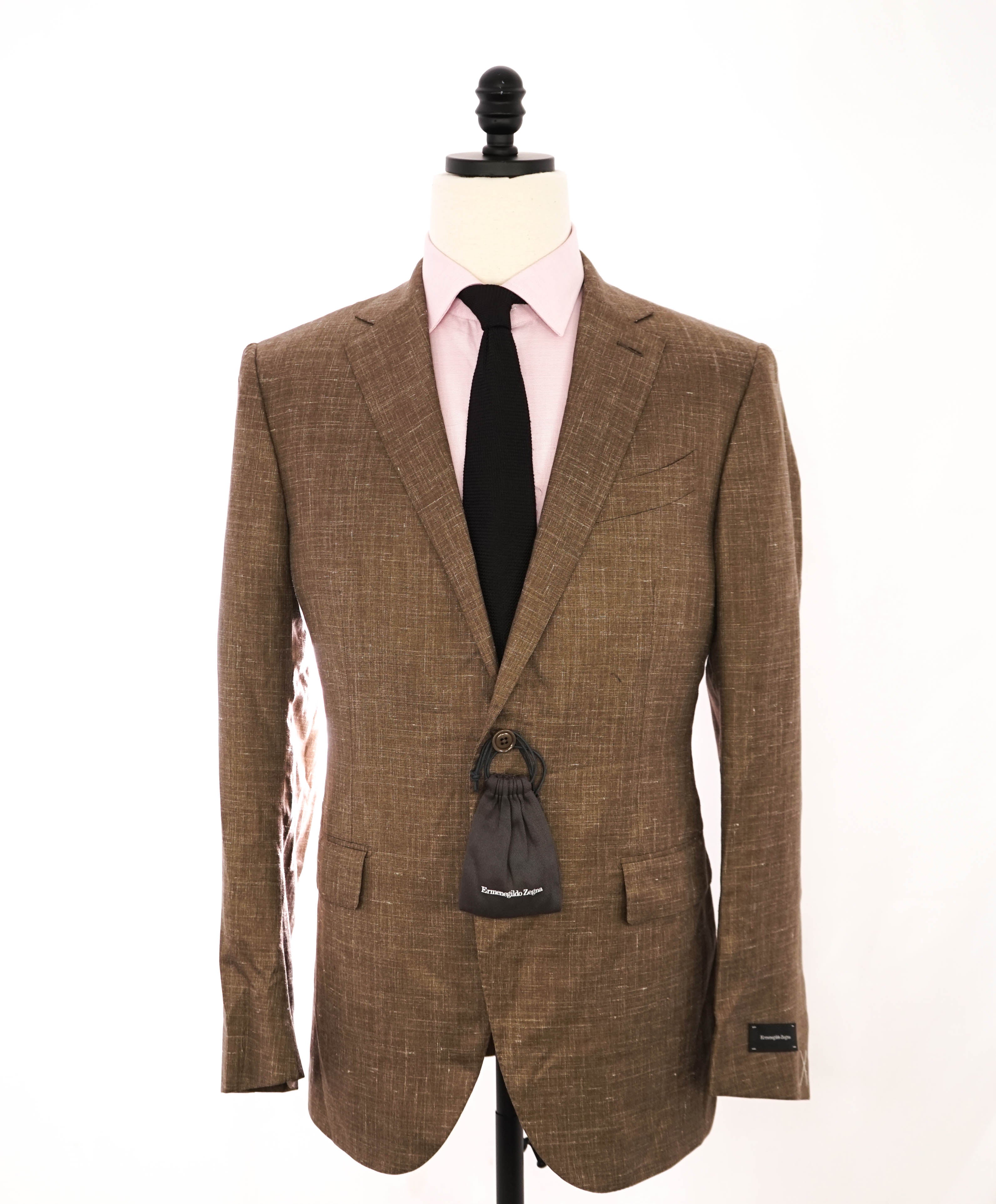 $3,290 ERMENEGILDO ZEGNA- CAHSMERE/Silk/Linen Brown Fleck Blazer- 42R