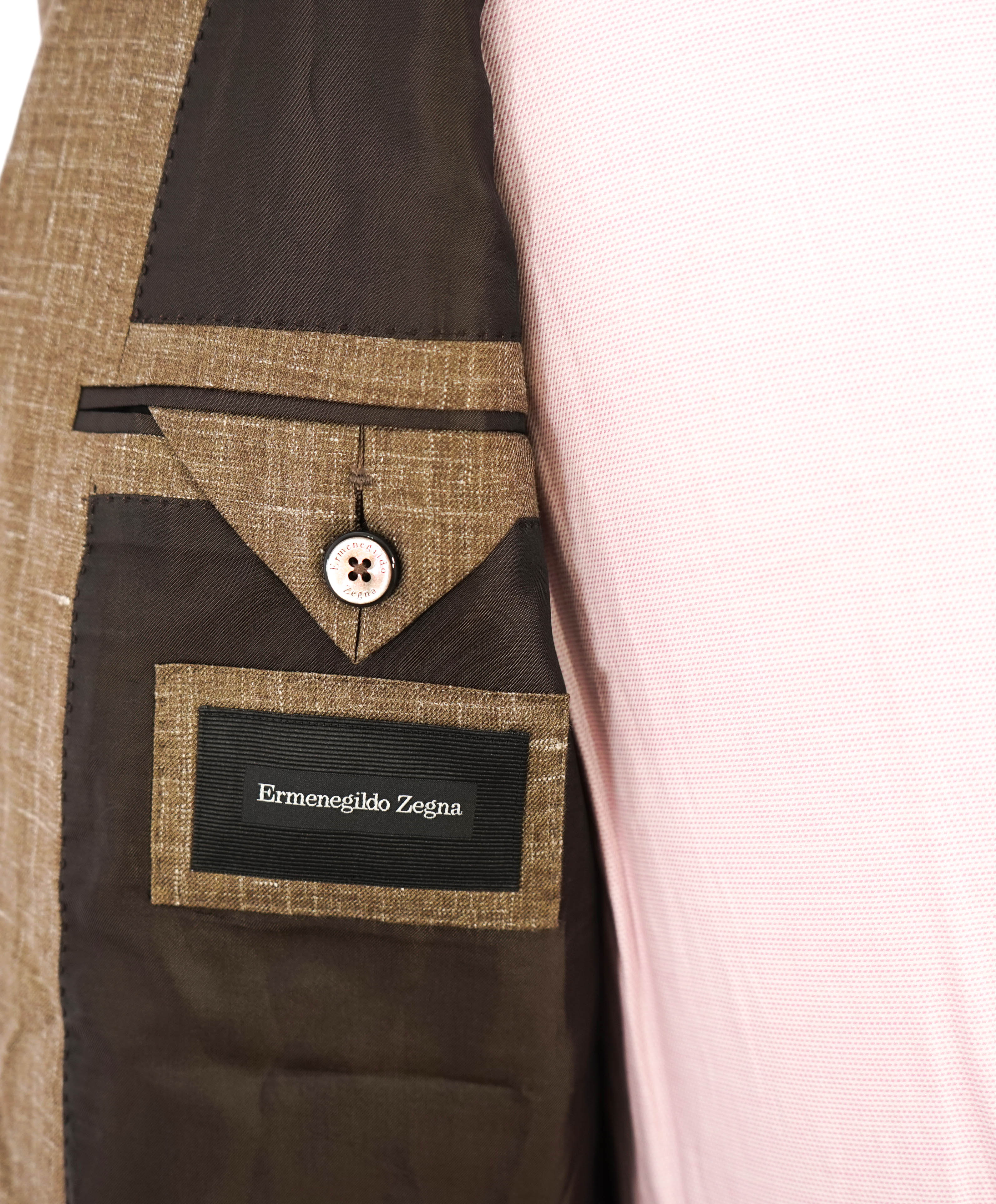 $3,290 ERMENEGILDO ZEGNA- CAHSMERE/Silk/Linen Brown Fleck Blazer- 42R