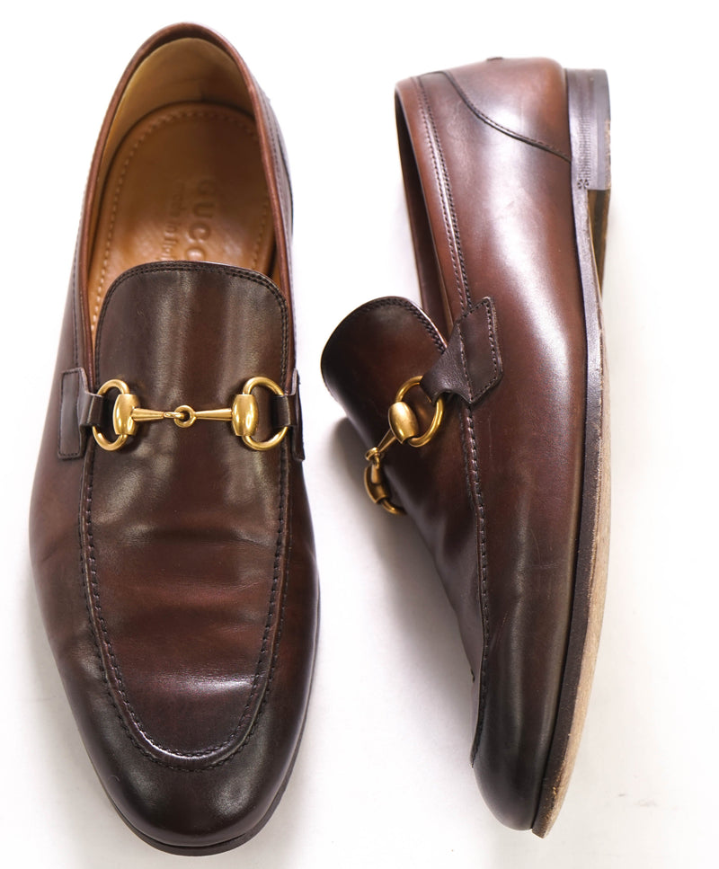 $920 GUCCI - "JORDAAN" Brown ICONIC Horsebit Leather Loafers - 7US (6.5G)