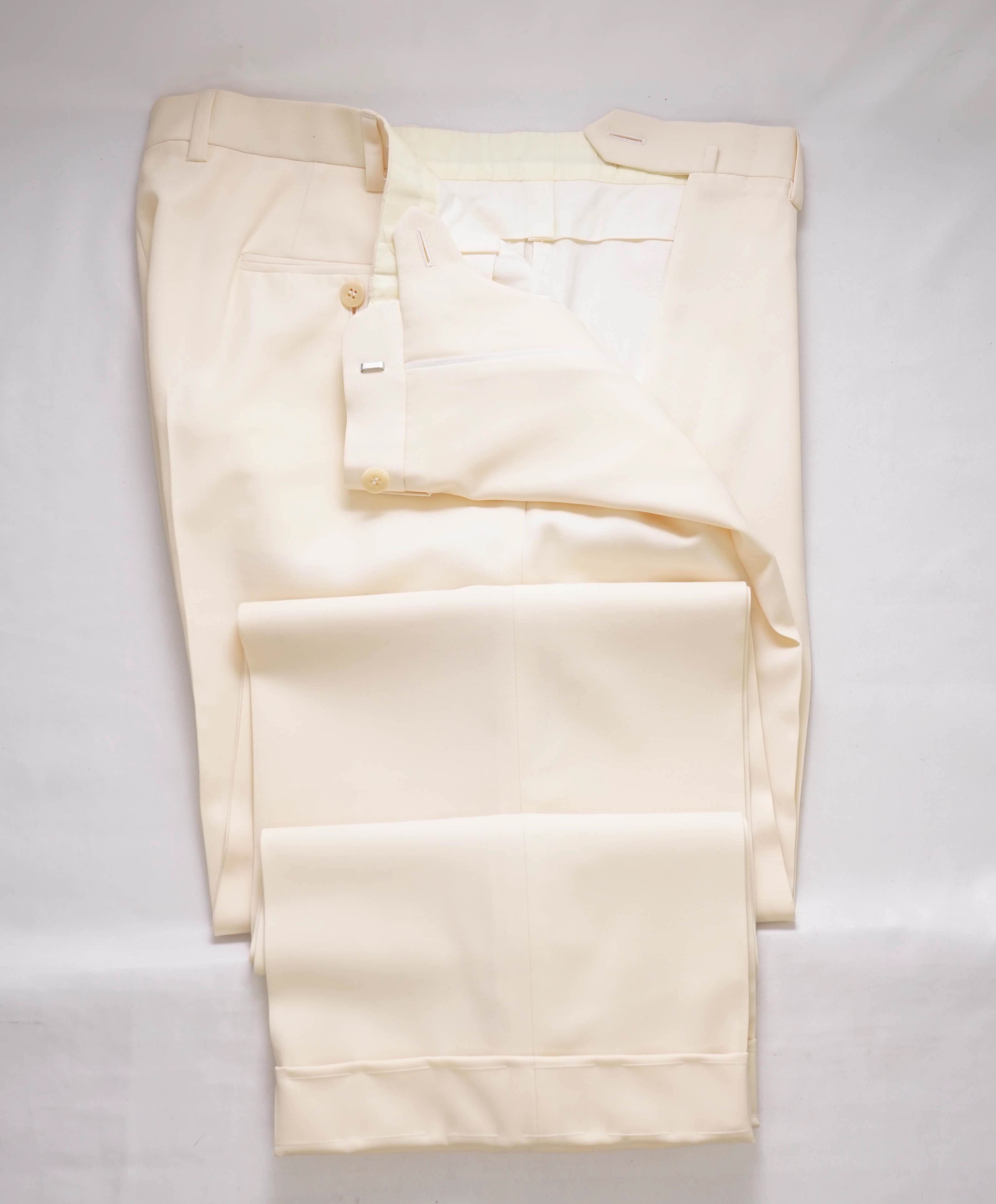 BRIONI - Super 150's SILK LINED IVORY Subtle Pleat Dress Pants - 34W