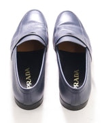 $950 PRADA - Navy Saffiano Leather Penny Loafers - 7 US (6 Prada)