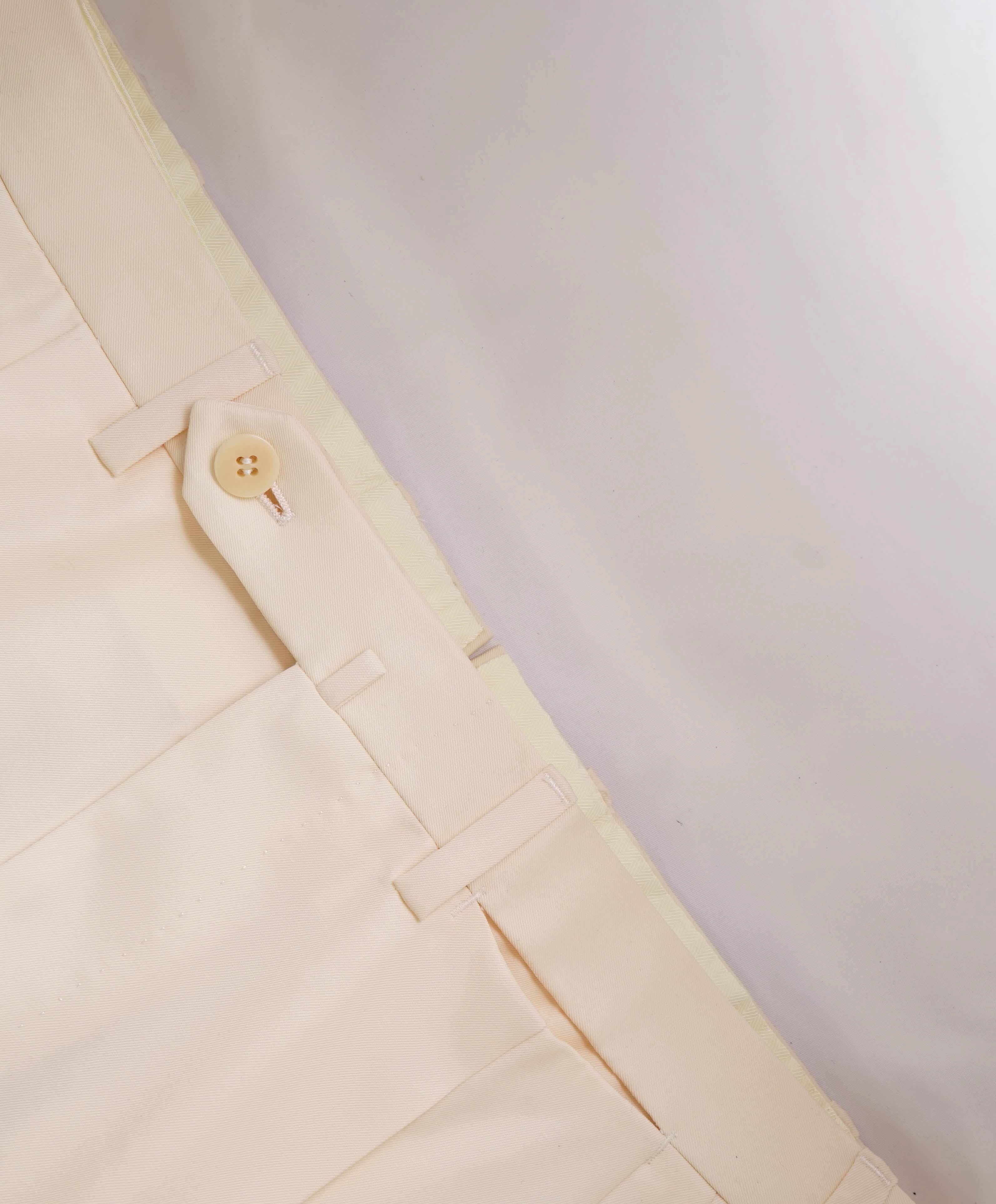 BRIONI - Super 150's SILK LINED IVORY Subtle Pleat Dress Pants - 34W