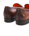 SANTONI - Hand Made Brown Patine Round Toe Pebbled Leather Penny Loafers - 7 US (6IT)
