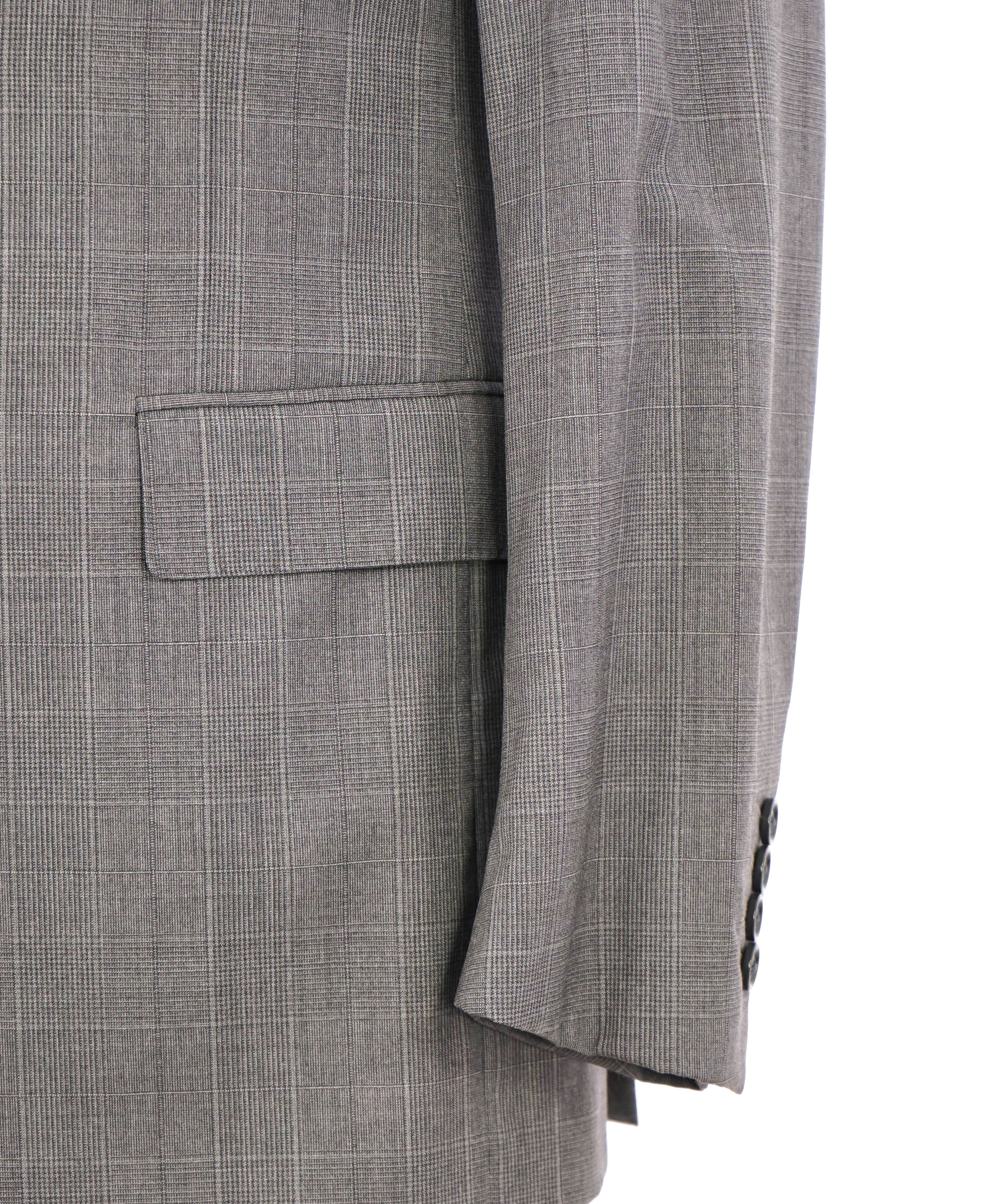 $3,495 RALPH LAUREN PURPLE LABEL - Gray Plaid Check Green *DAMAGED* Suit - 38R