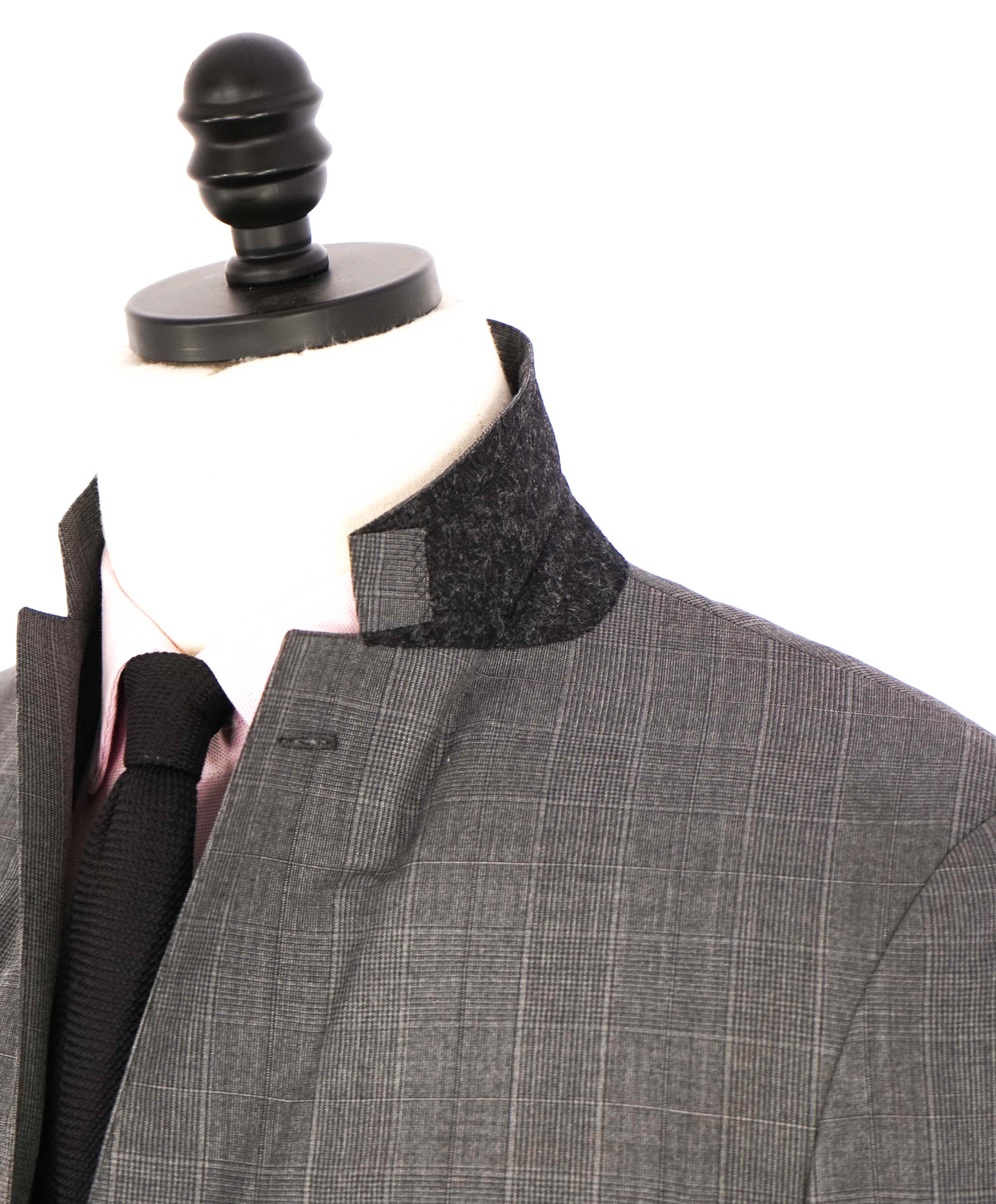 $3,495 RALPH LAUREN PURPLE LABEL - Gray Plaid Check Green *DAMAGED* Suit - 38R