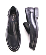 TOD’S - “Boston” Black Logo Embossed Smooth Vamp Loafers - 13 US (12 T)