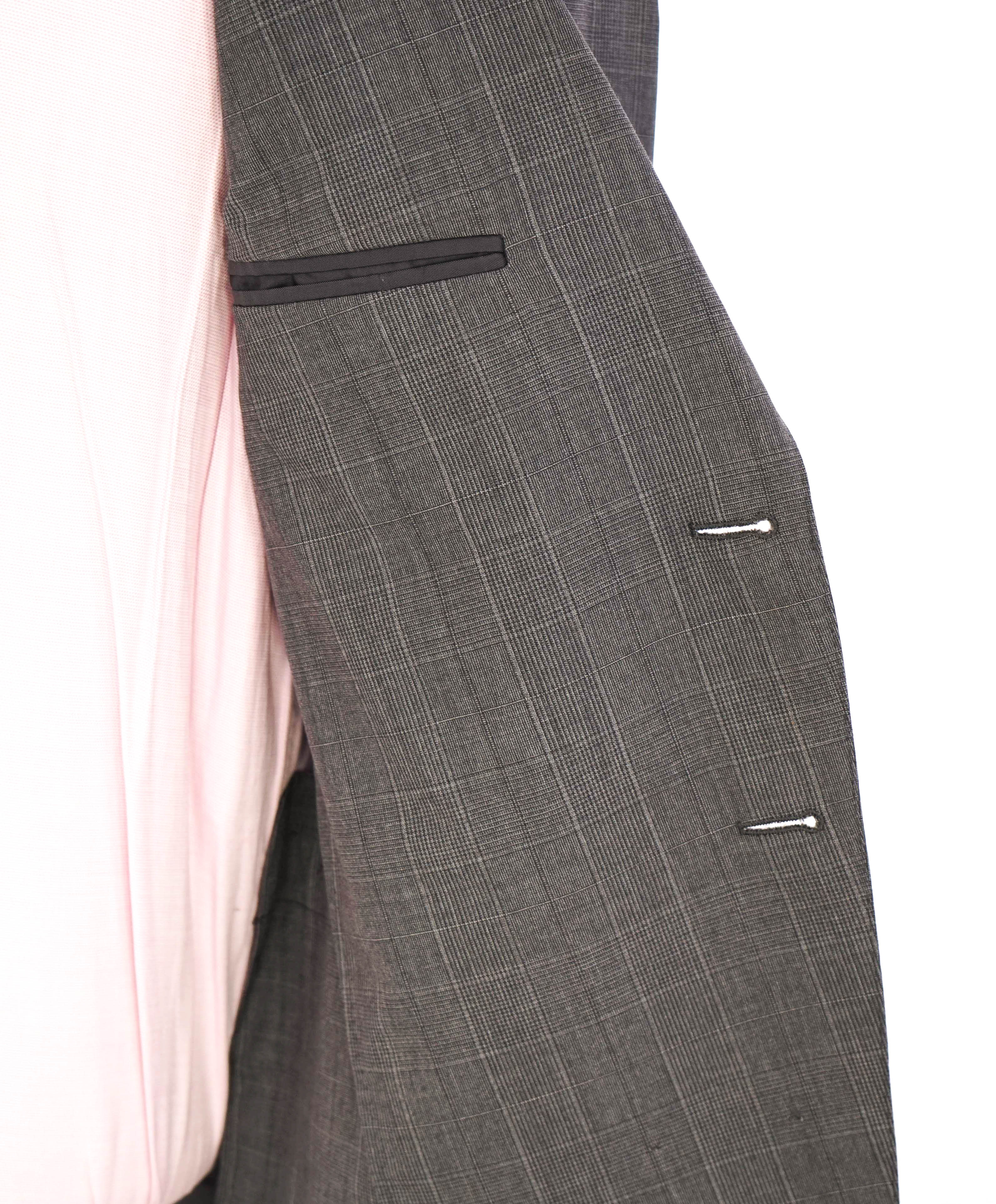 $3,495 RALPH LAUREN PURPLE LABEL - Gray Plaid Check Green *DAMAGED* Suit - 38R