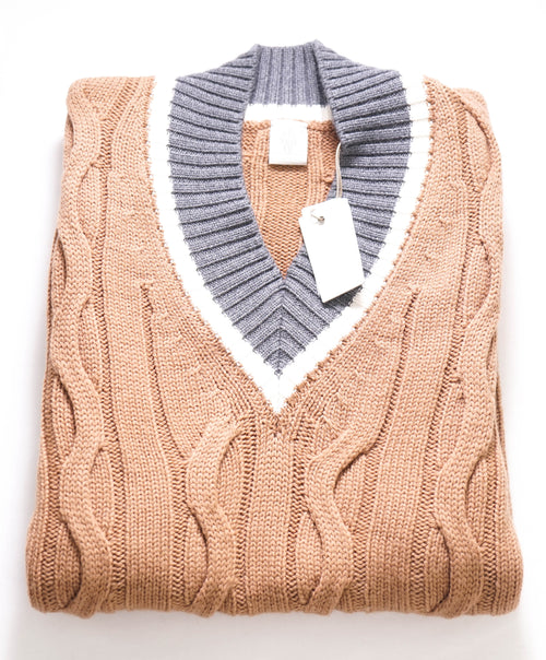 $545 ELEVENTY - Cable Knit WOOL *CRICKET* Sweater Vest - Medium