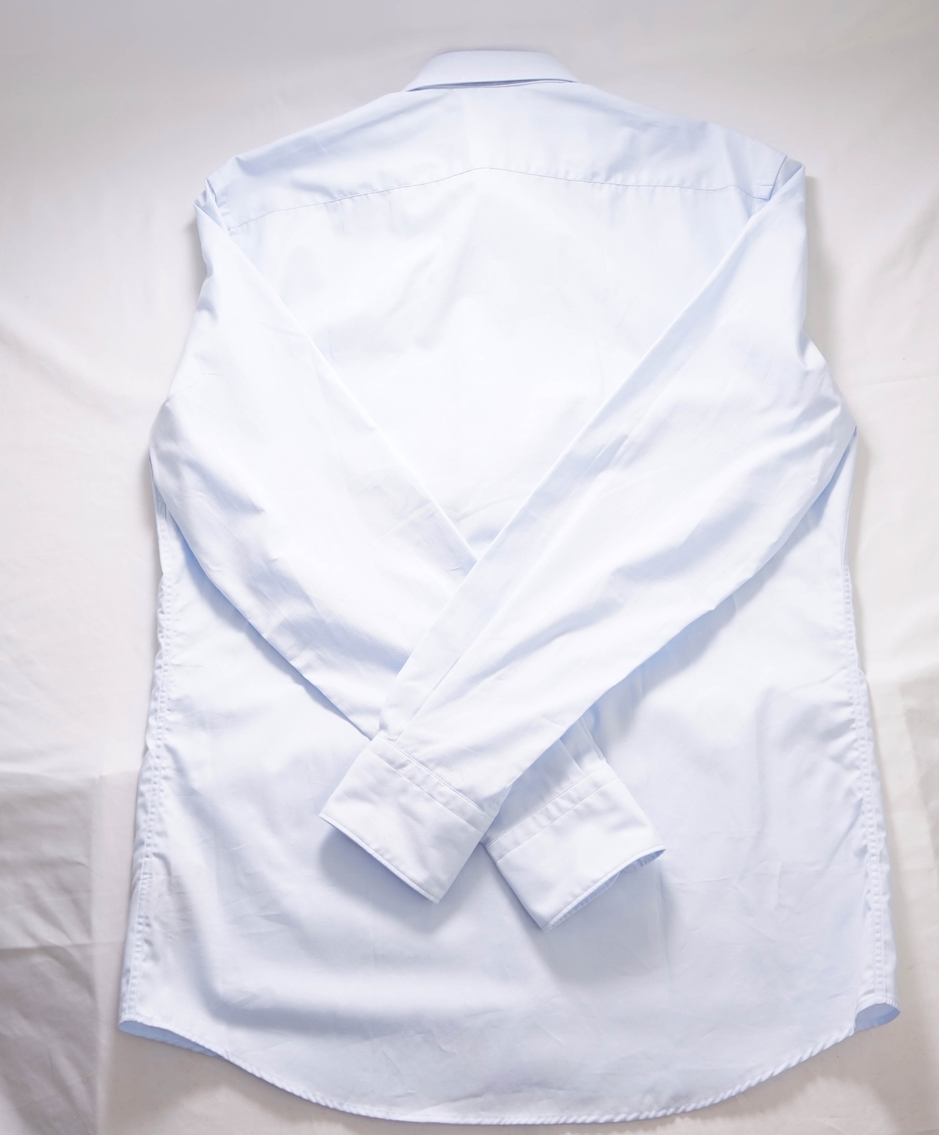 $550 ERMENEGILDO ZEGNA - Light Blue Button Down Spread Collar Shirt - M