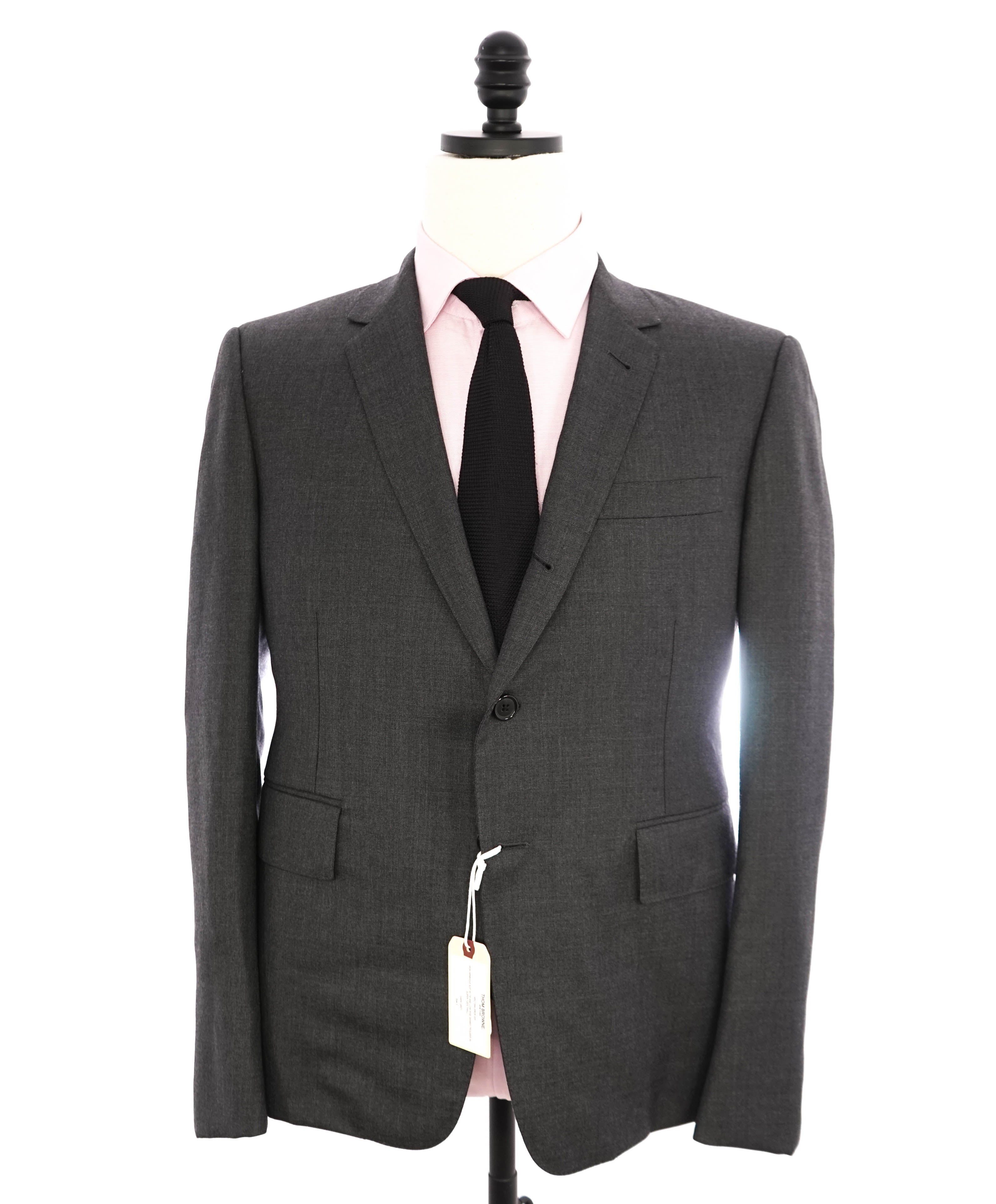 $3,795 THOM BROWNE - Charcoal 3-Piece (Matching Tie) Suit - SZ 3 (42US)