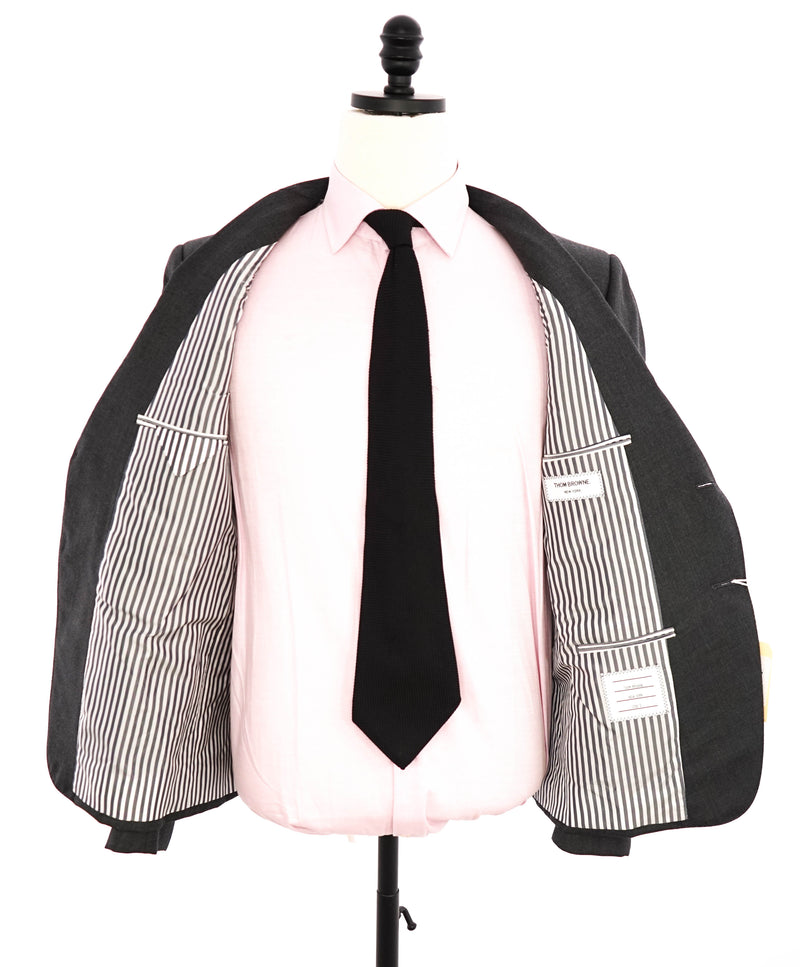 $3,795 THOM BROWNE - Charcoal 3-Piece (Matching Tie) Suit - SZ 3 (42US)
