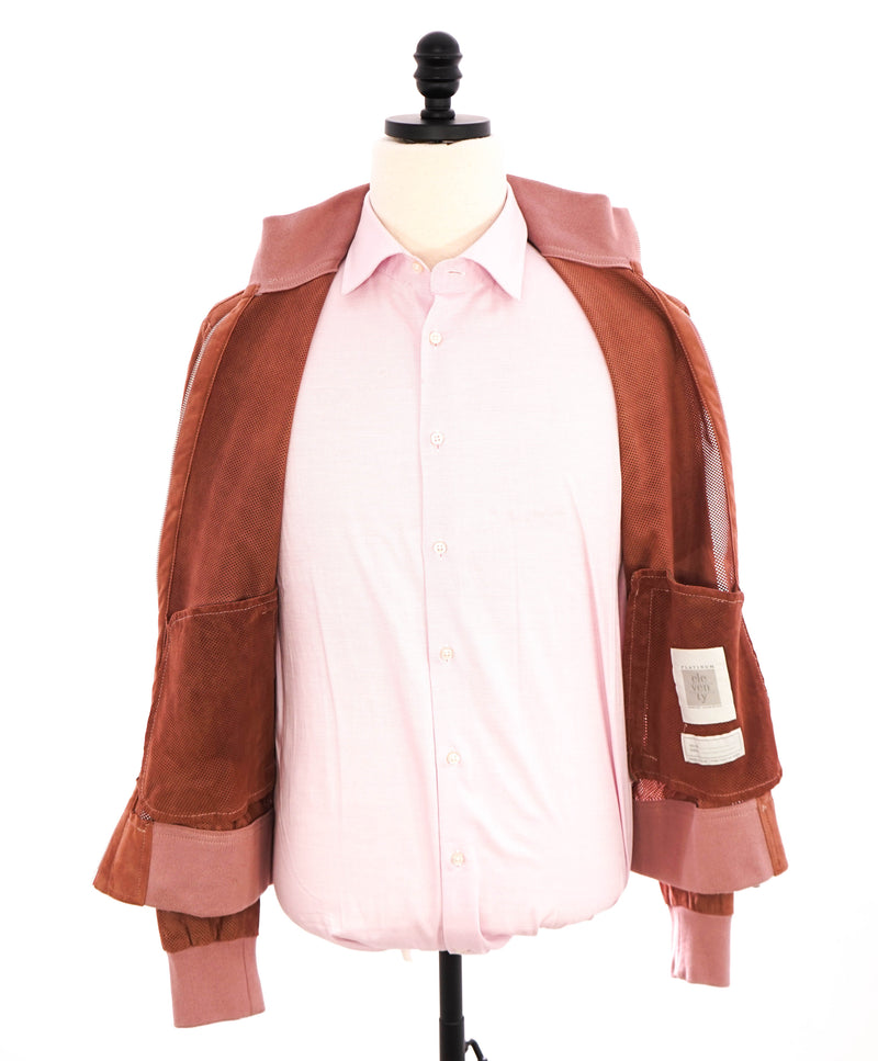 $2,495 ELEVENTY - SUEDE "Dusty Pink" Perforated Jacket Coat - 40R (M)