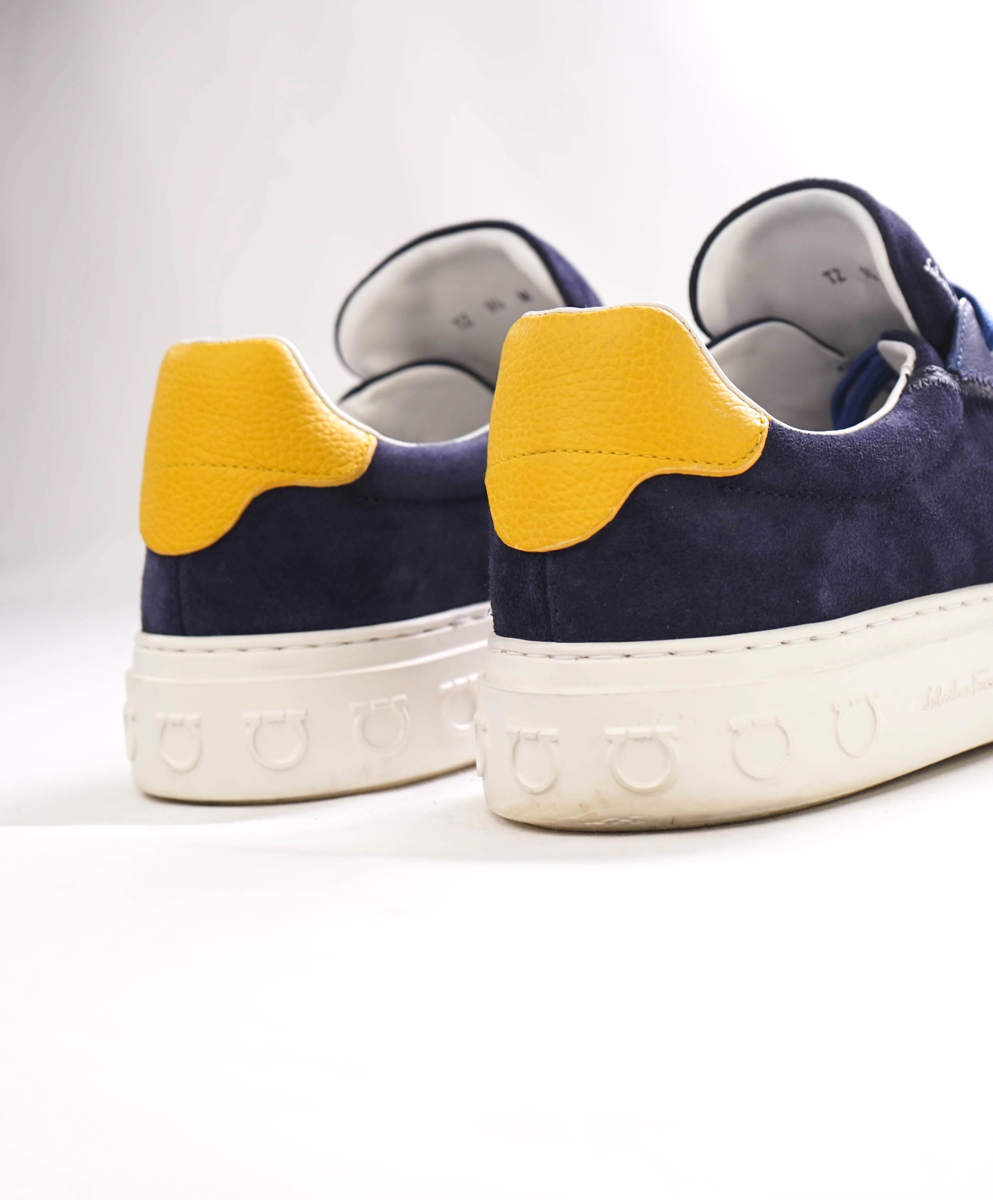 $750 SALVATORE FERRAGAMO - *BORG 5* Blue/Yellow Gancini Sneaker - 9.5 M US
