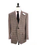 $2,595 ERMENEGILDO ZEGNA - WOOL/LINEN/SILK Brown Royal Weave Blazer - 46R
