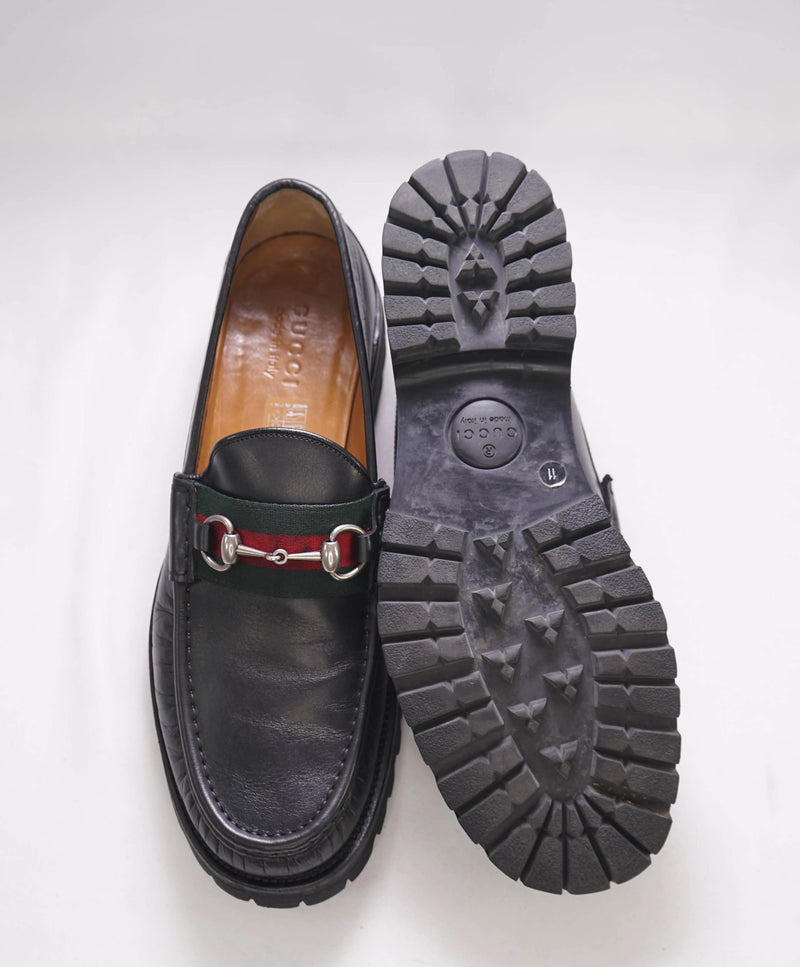 GUCCI - WEB Horse-bit Loafers Black Iconic Style - 11.5US (11 G)