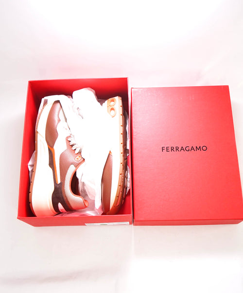 $750 SALVATORE FERRAGAMO - Brown/Orange/Neutral Gancini Sneaker - 9.5 US