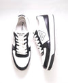 $1,100 PRADA - "DOWNTOWN" White/Black Leather Sneakers With Logo Detail - 12 US (11 IT)