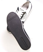 $1,100 PRADA - "DOWNTOWN" White/Black Leather Sneakers With Logo Detail - 12 US (11 IT)