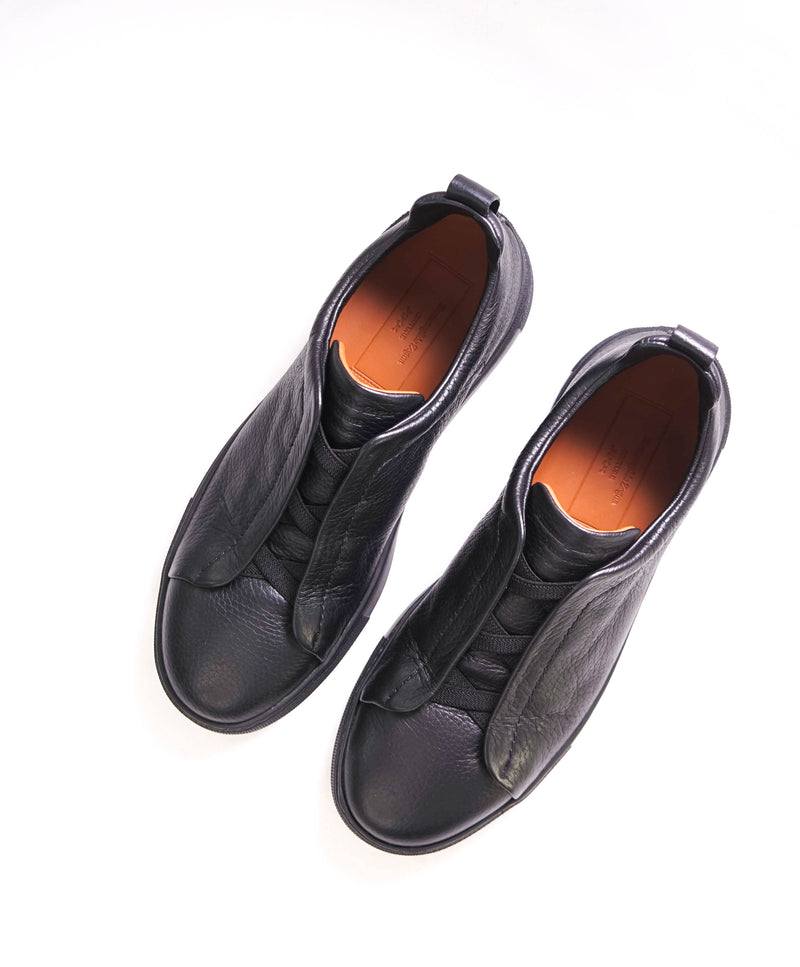 $950 ERMENEGILDO ZEGNA - COUTURE "Triple Stitch" Black Sneakers - 8.5 US (7.5 EU)