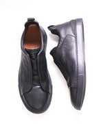 $950 ERMENEGILDO ZEGNA - COUTURE "Triple Stitch" Black Sneakers - 8.5 US (7.5 EU)