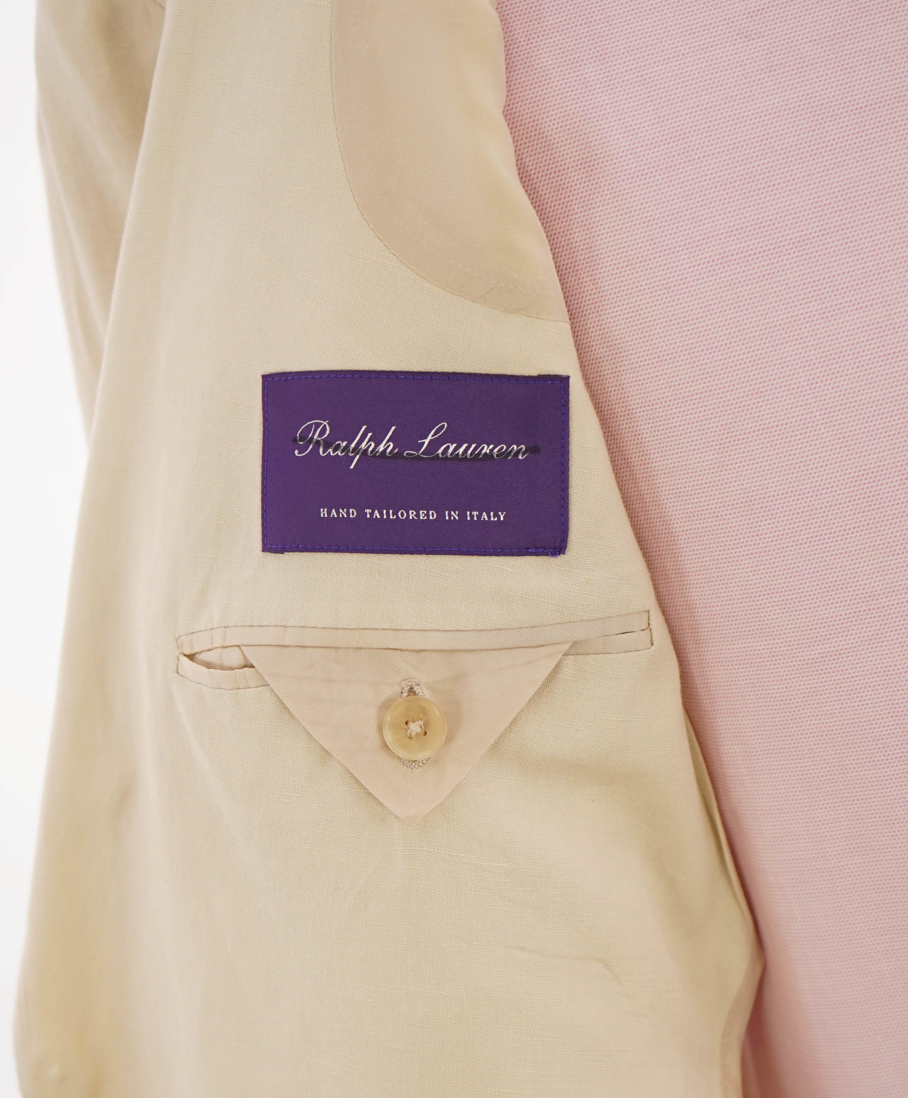 $2,695 RALPH LAUREN PURPLE LABEL - Ivory Linen Blend DAMAGED Blazer - 44R