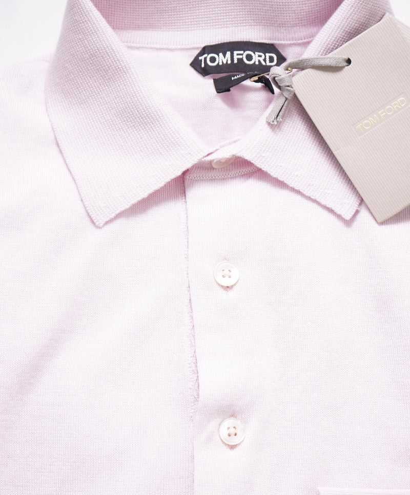 $1,595 TOM FORD-  Dusty Pink/Lavender CAHSMERE/SIlk Polo Sweater - XS(36R)