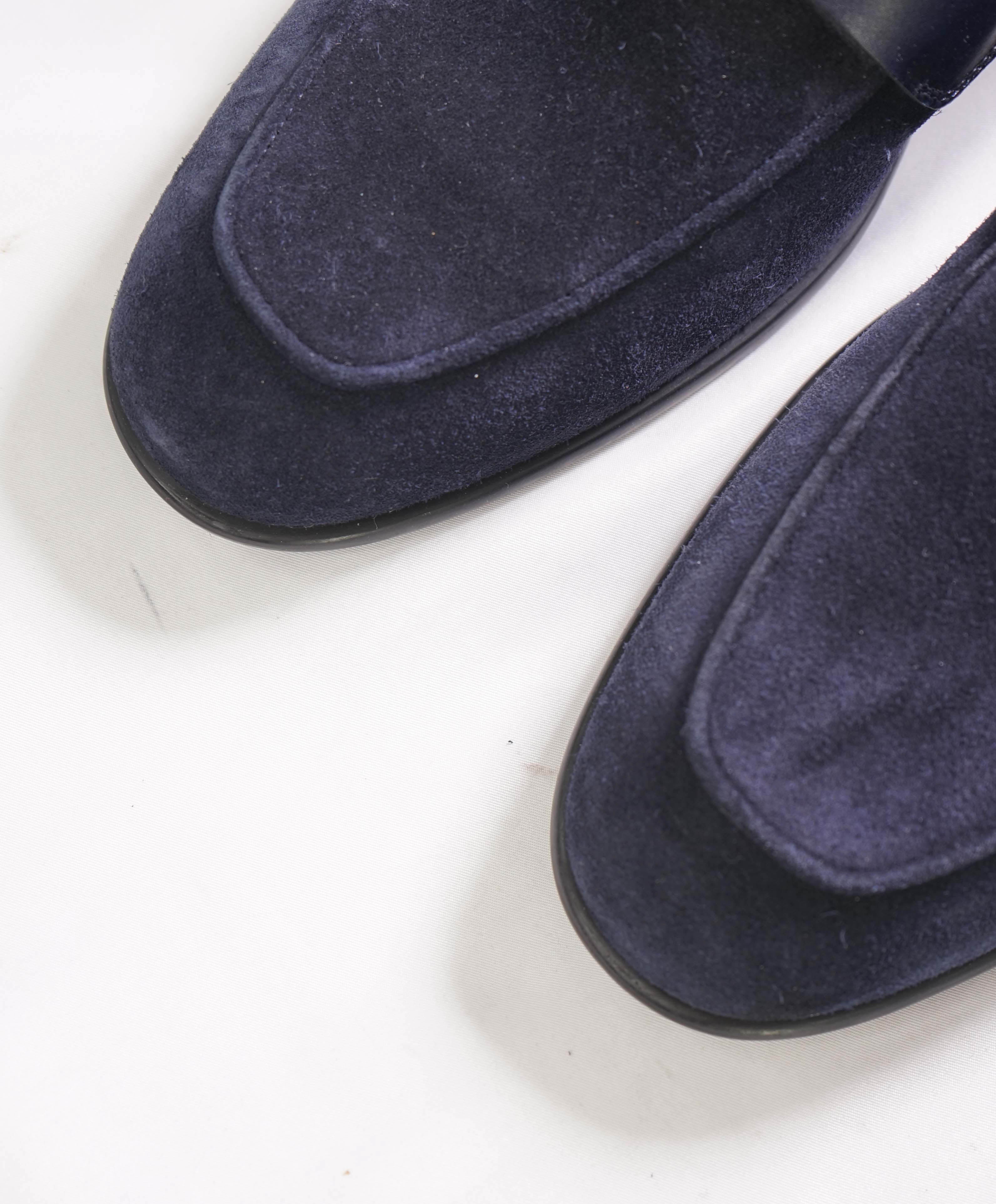 $880 SALVATORE FERRAGAMO - *FUNES* Blue Suede Penny Loafer - 8 EE US