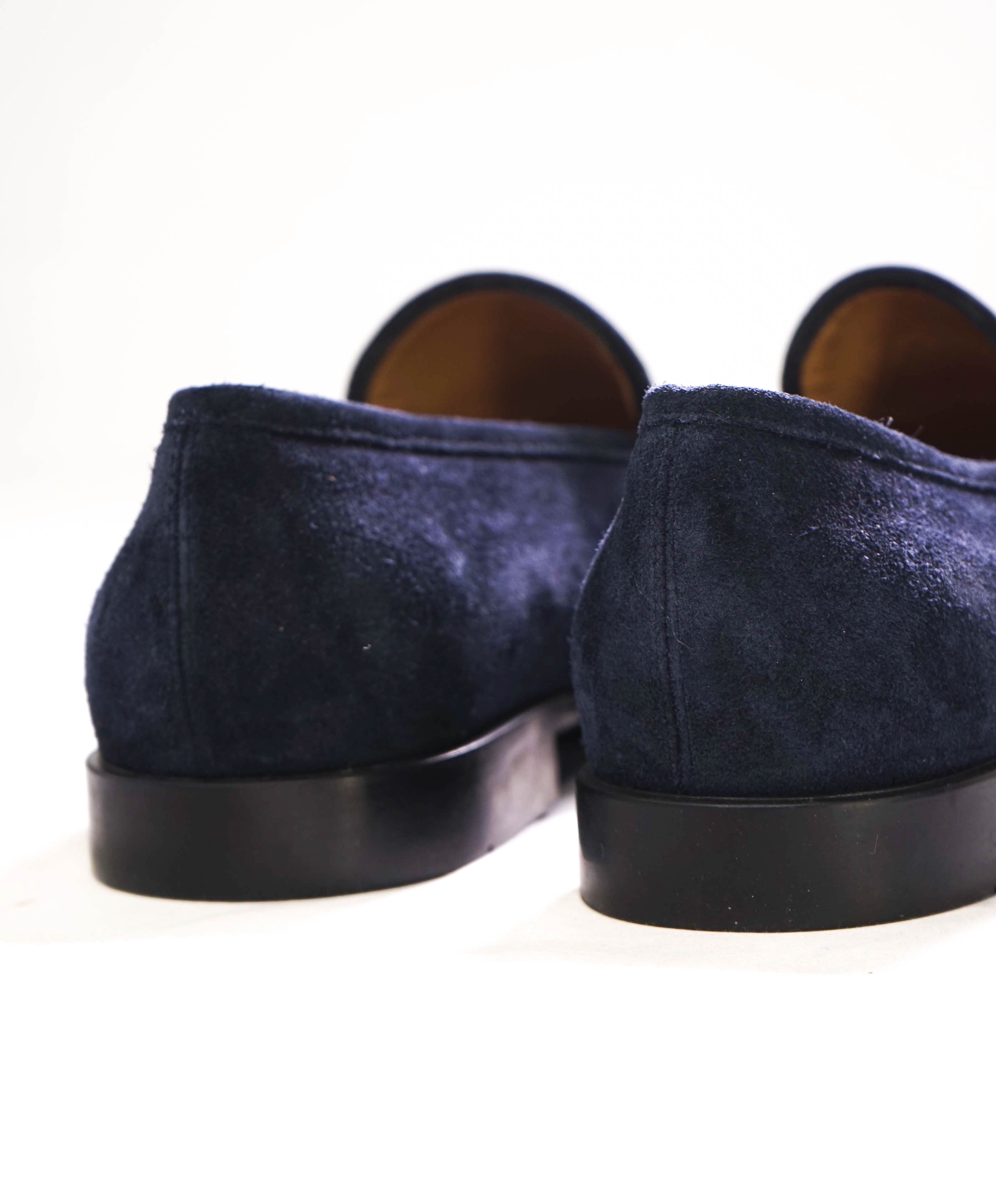 $880 SALVATORE FERRAGAMO - *FUNES* Blue Suede Penny Loafer - 8 EE US