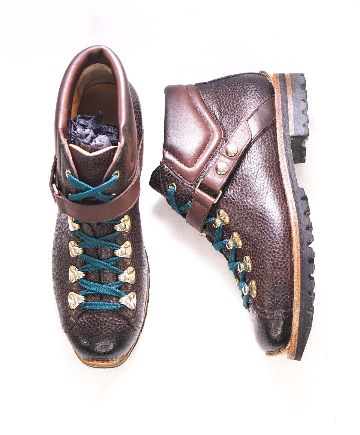 MINT SANTONI EVEREST HIKING BOOT US 8.5  D DERBY BURNISHED NAVY ZIPPER $1,495 SANTONI -  main image 4