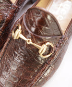 $3,990 GUCCI - 1955 JORDAAN Horse-bit Loafers Brown CROCODILE SKIN - 9US (8.5 G)