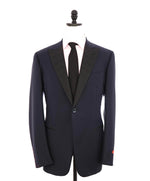 $5,995 ISAIA - "BARATHEA" Wool/Mohair PAISLEY PEAK LAPEL Navy Tuxedo - 46L
