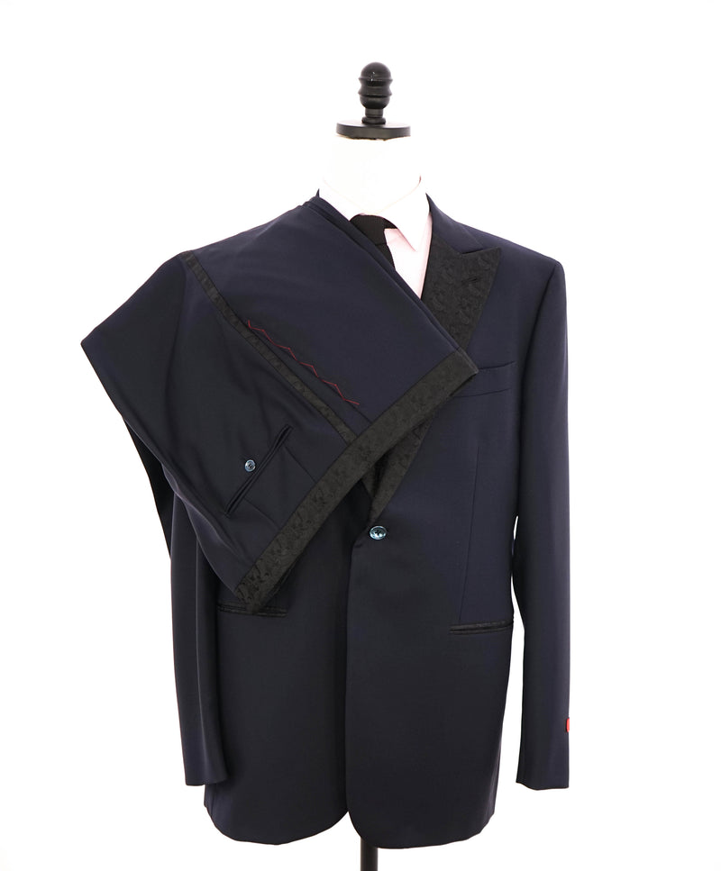 $5,995 ISAIA - "BARATHEA" Wool/Mohair PAISLEY PEAK LAPEL Navy Tuxedo - 46L