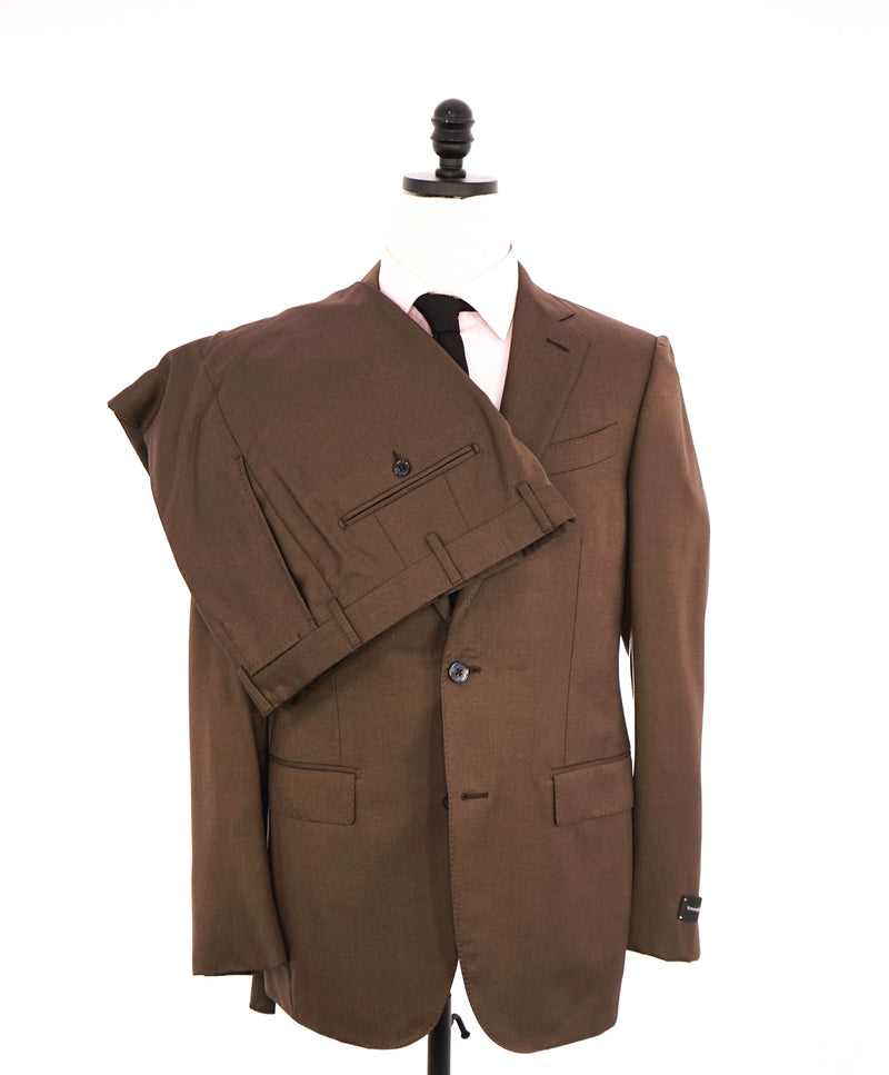 $3,995 ERMENEGILDO ZEGNA -"TROFEO 600" Medium Brown Silk Suit - 38R