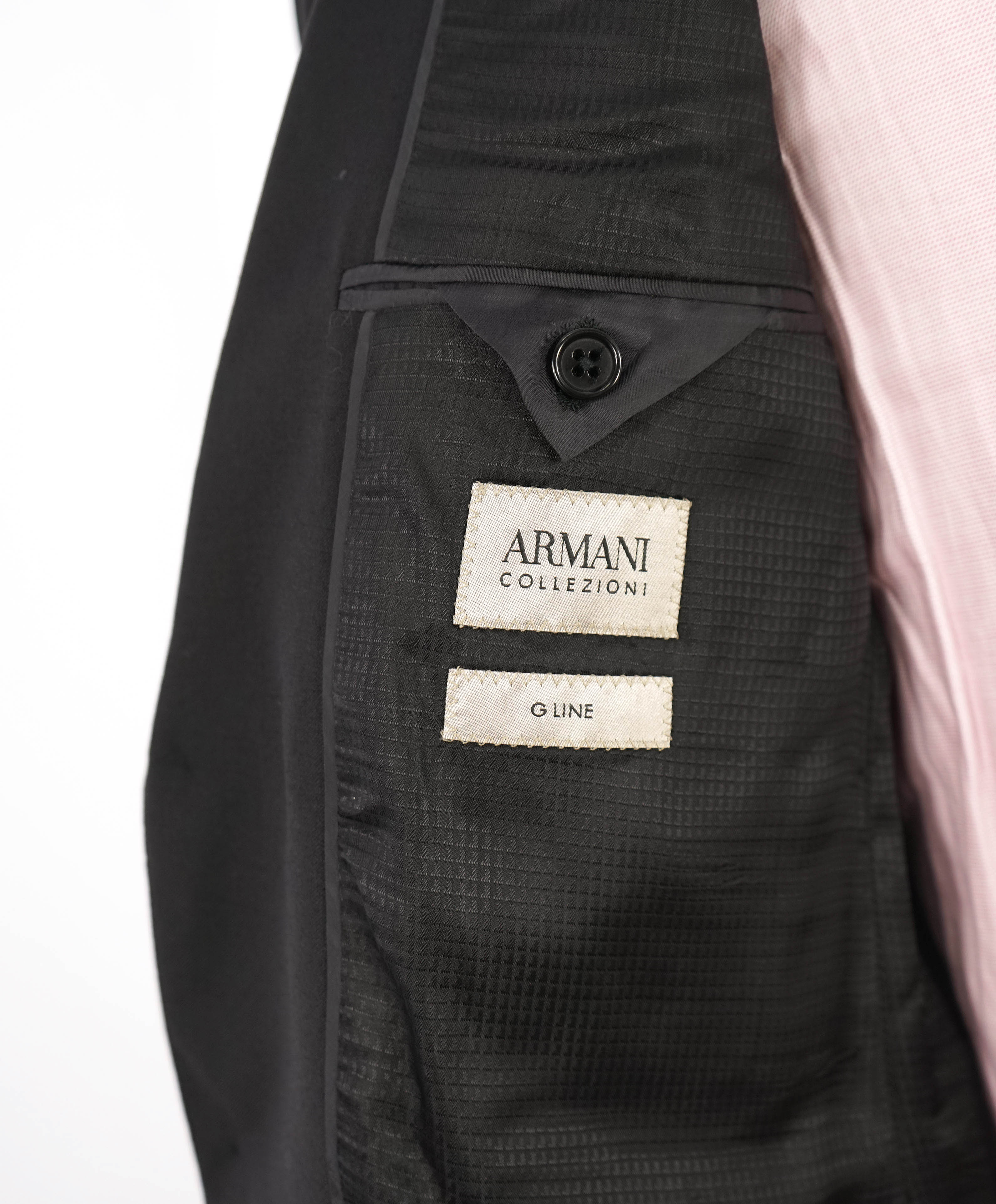 ARMANI COLLEZIONI -  "G Line" Modern Black Notch Lapel Suit - 40R