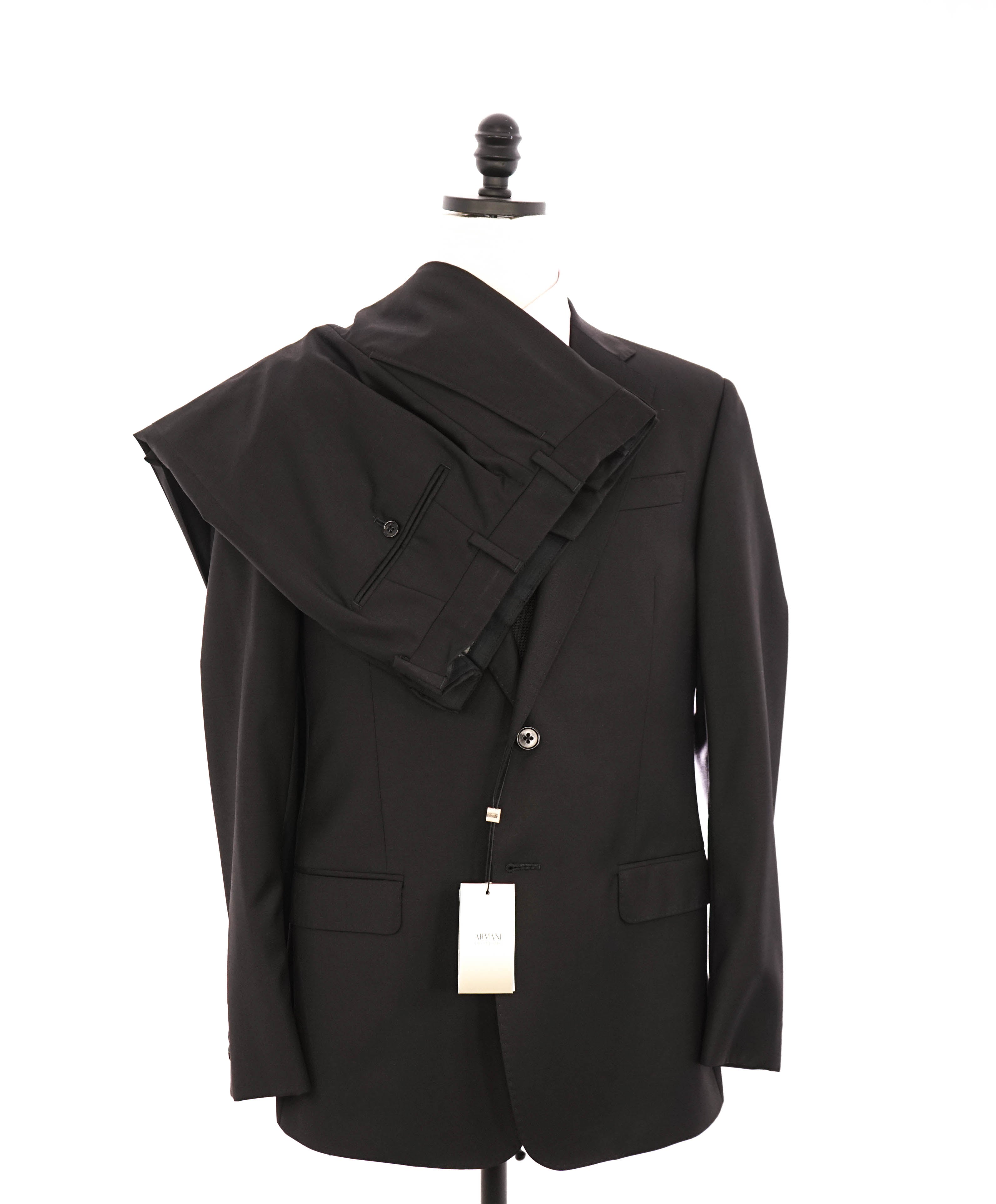 ARMANI COLLEZIONI -  "G Line" Modern Black Notch Lapel Suit - 40R