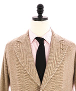 $2,895 ELEVENTY - Wool/CASHMERE Herringbone Camel Belted Coat- 40 (50EU)