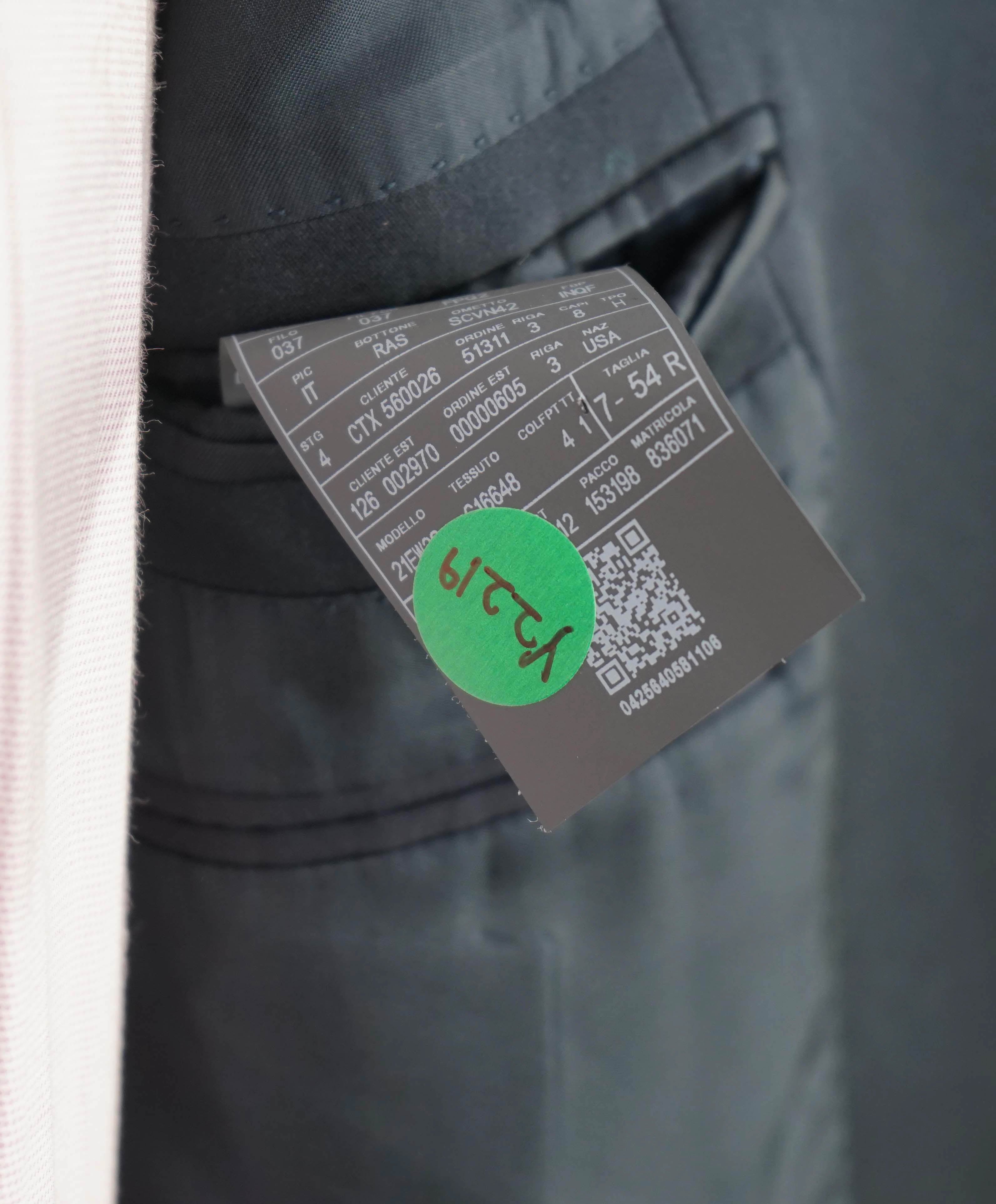 $5,995 ERMENEGILDO ZEGNA - "TROFEO 600" Wool/Silk Peak Lapel Navy Tuxedo - 44R